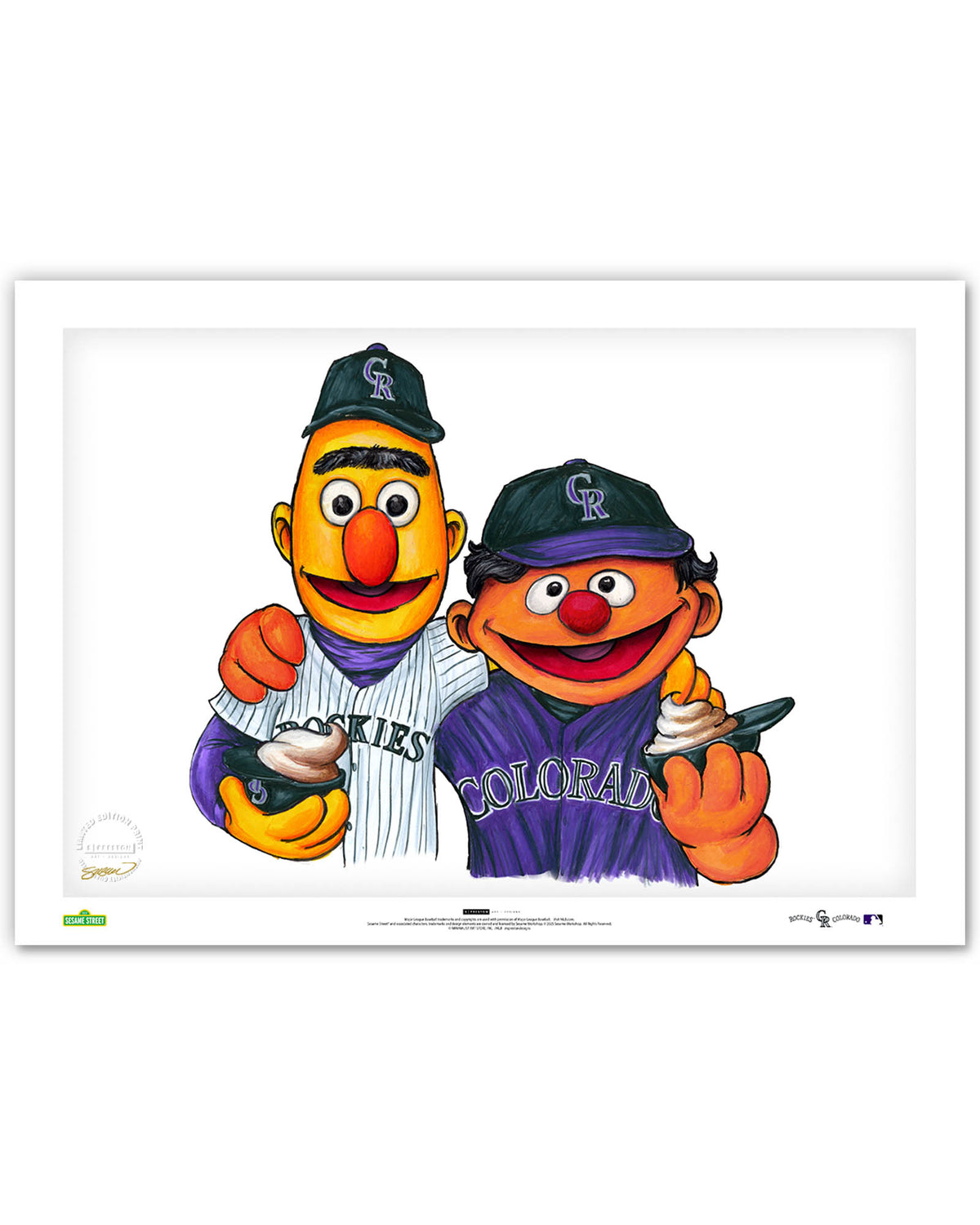 Bert and Ernie x MLB Rockies Limited Edition Art Print