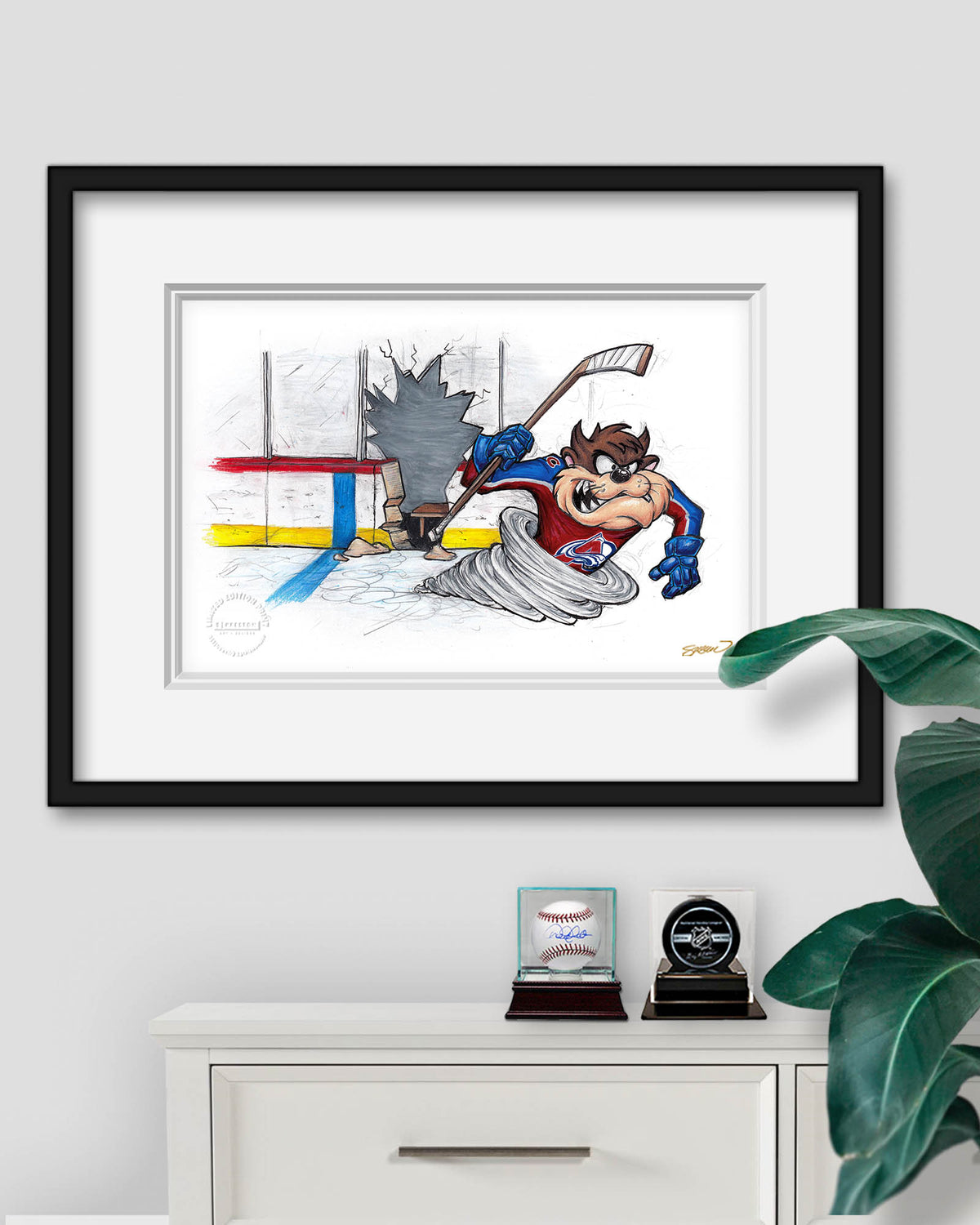 Tazmanian Line Change x NHL Avalanche Tazmanian Devil Limited Edition Fine Art Print