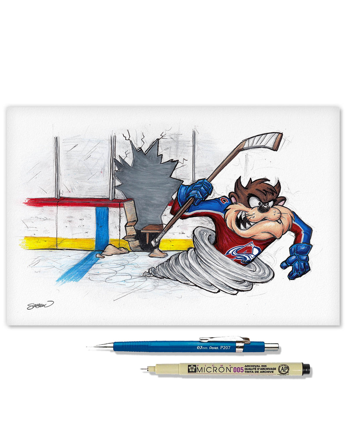 Tazmanian Line Change x NHL Avalanche Tazmanian Devil Limited Edition Fine Art Print