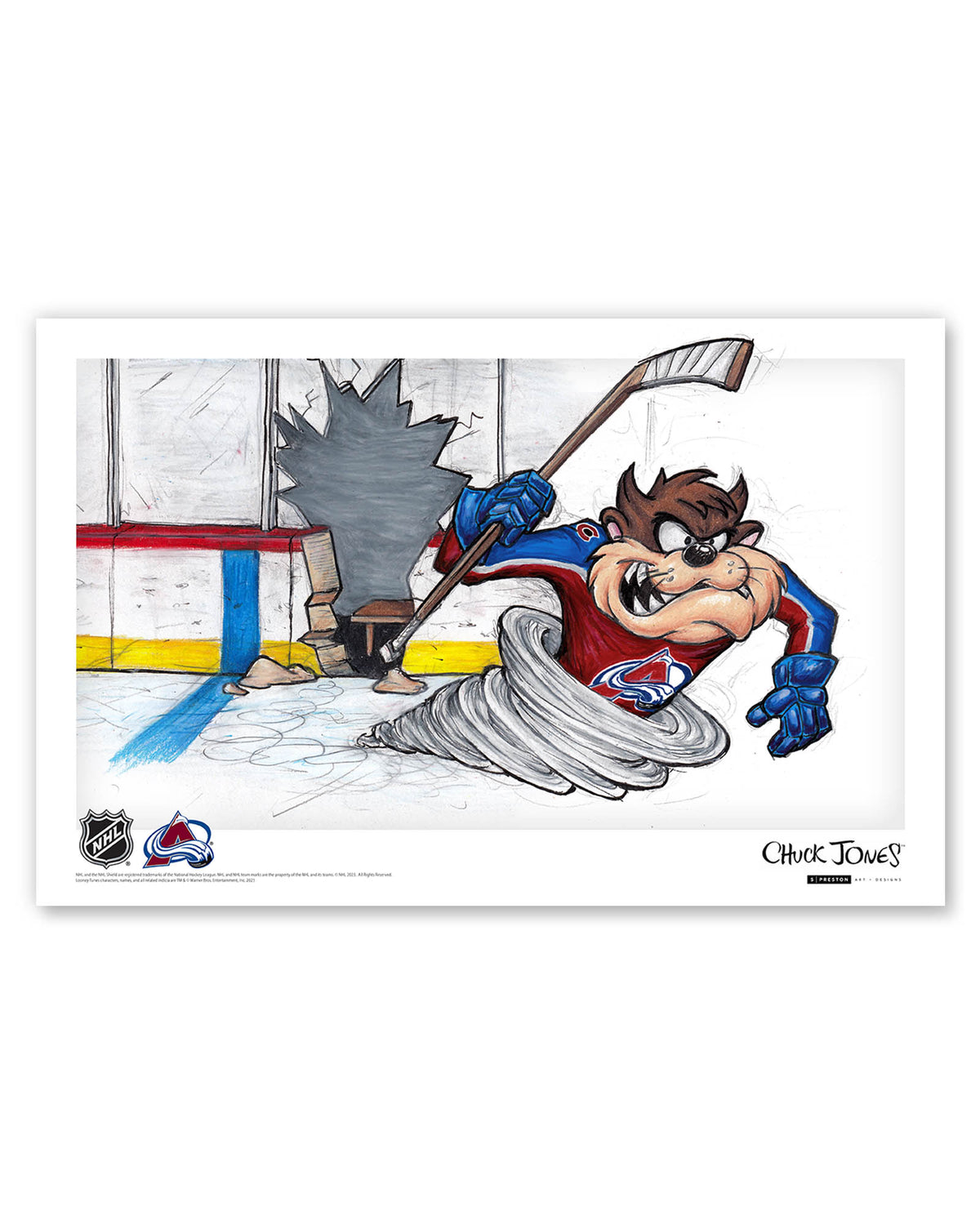 Tazmanian Line Change x NHL Avalanche Tazmanian Devil Limited Edition Art Print