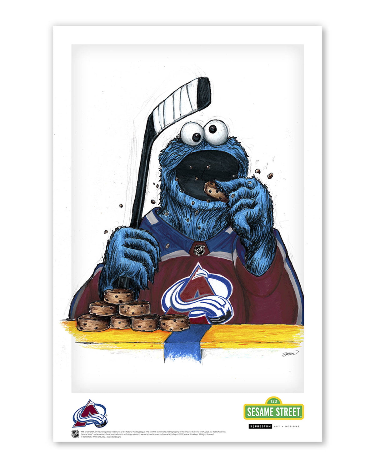Cookie Monster x NHL Avalanche Limited Edition Art Print