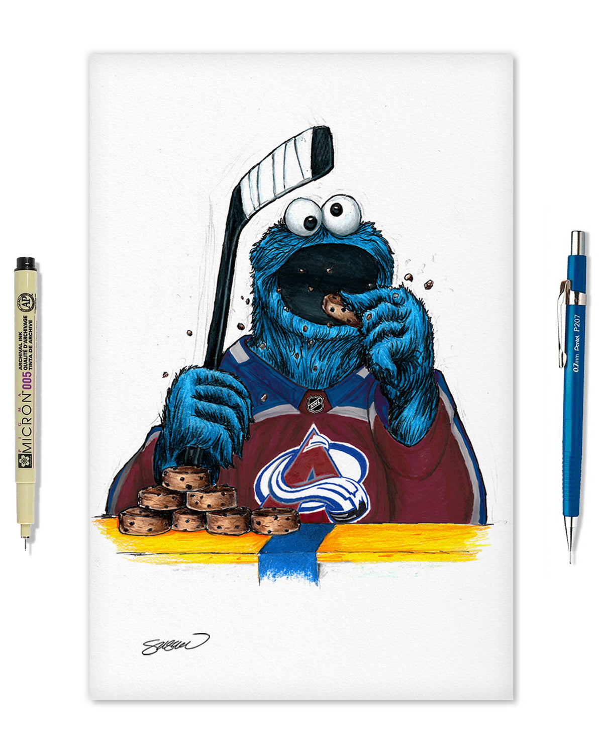 Cookie Monster x NHL Avalanche Limited Edition Fine Art Print