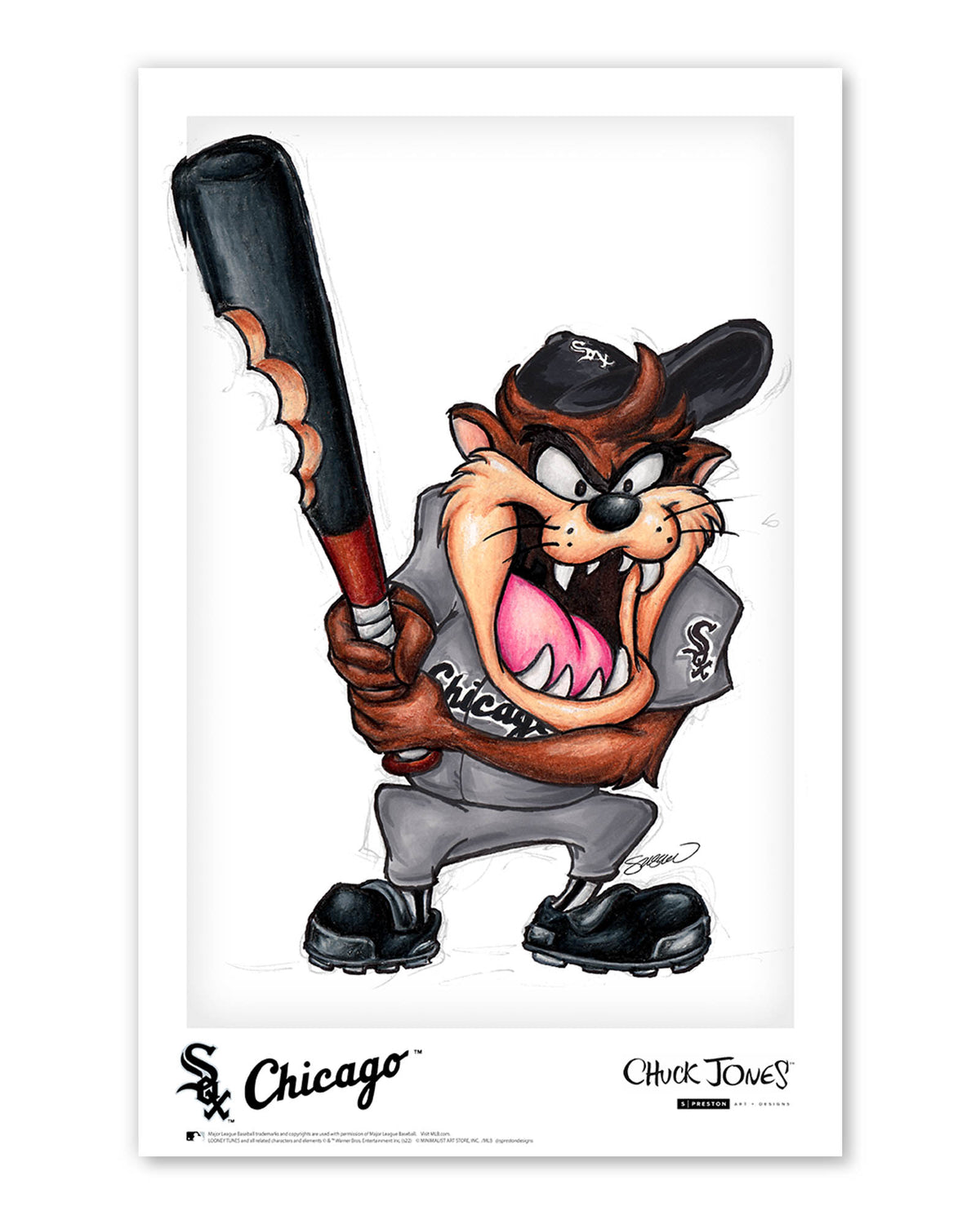 Taz On Deck x MLB White Sox Limited Edition Art Print
