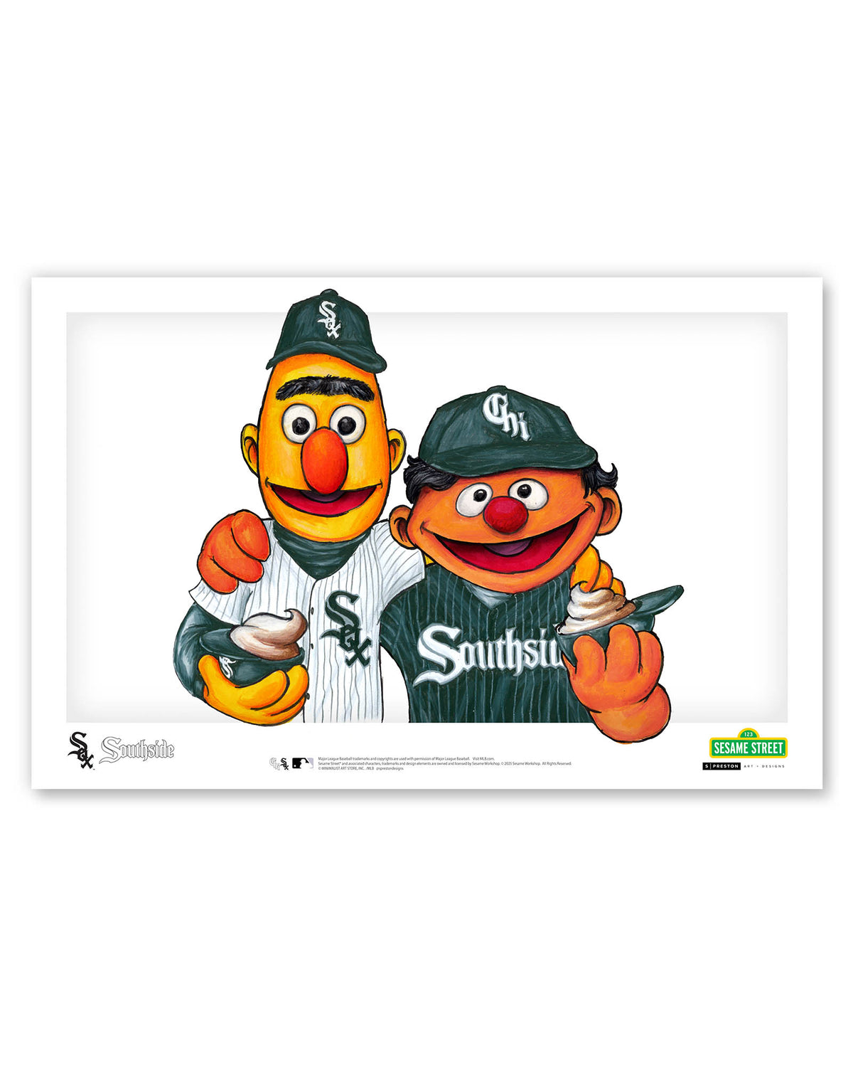 Bert and Ernie x MLB White Sox Limited Edition Art Print