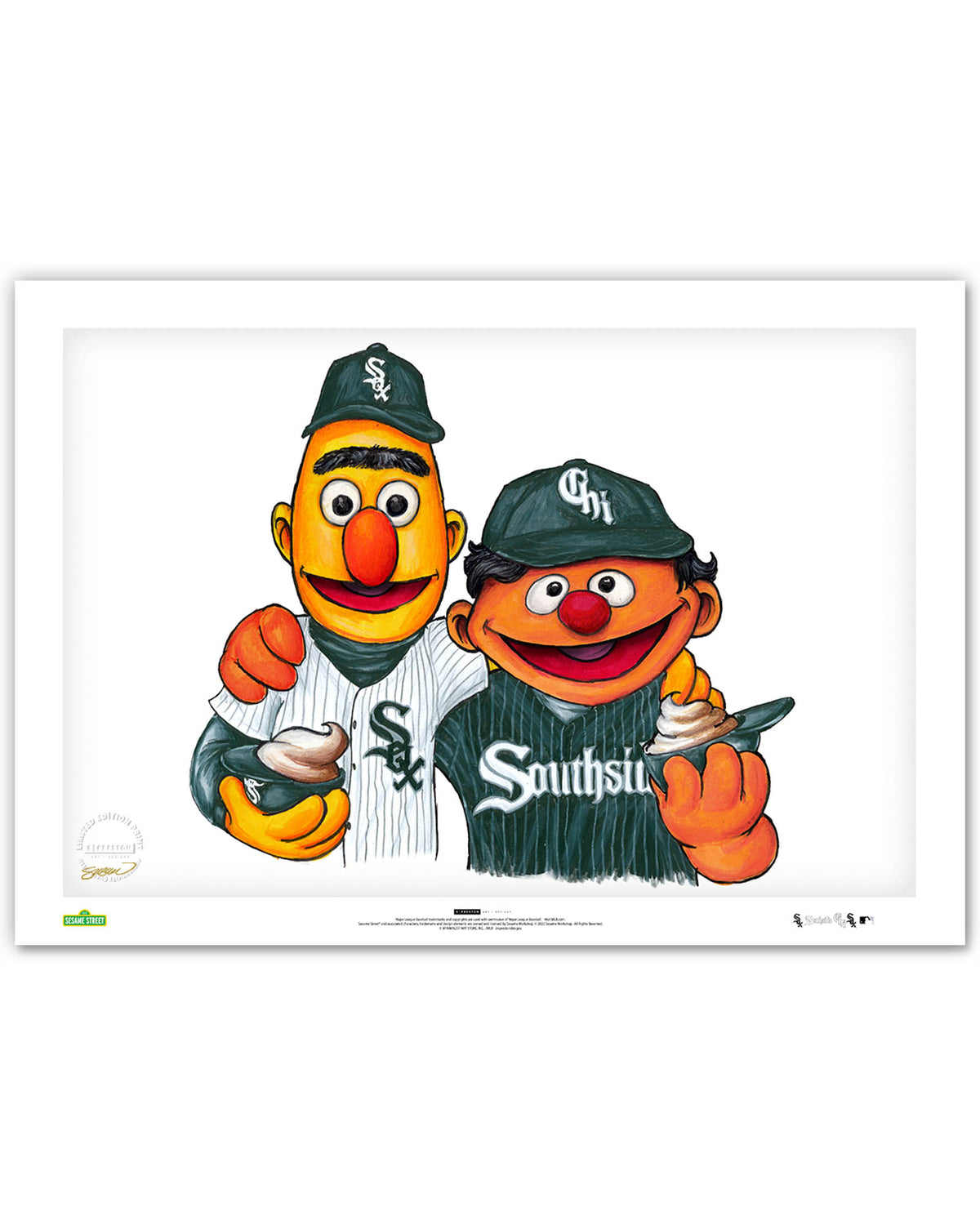Bert and Ernie x MLB White Sox Limited Edition Art Print