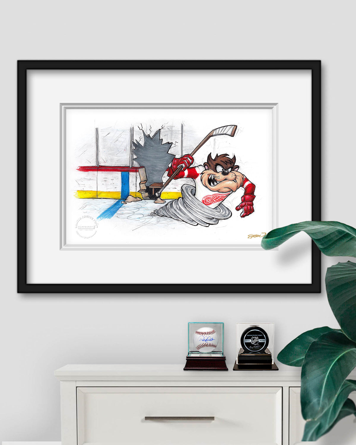 Tazmanian Line Change x NHL Red Wings Tazmanian Devil Limited Edition Fine Art Print