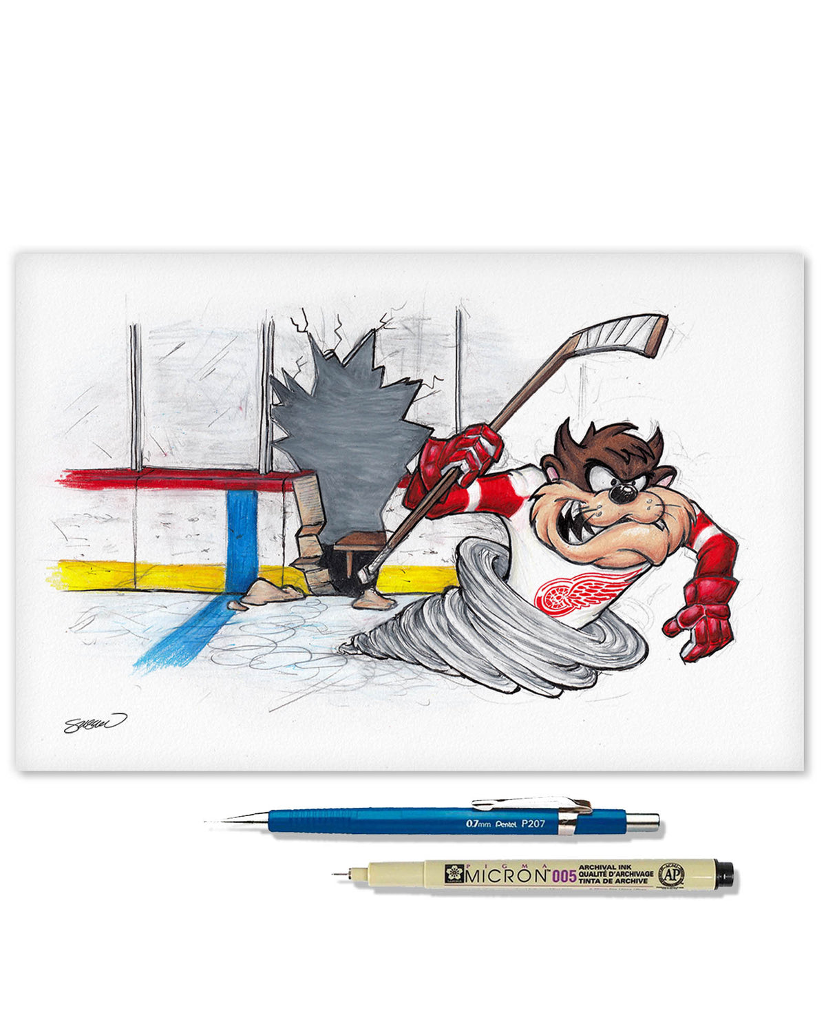 Tazmanian Line Change x NHL Red Wings Tazmanian Devil Limited Edition Fine Art Print