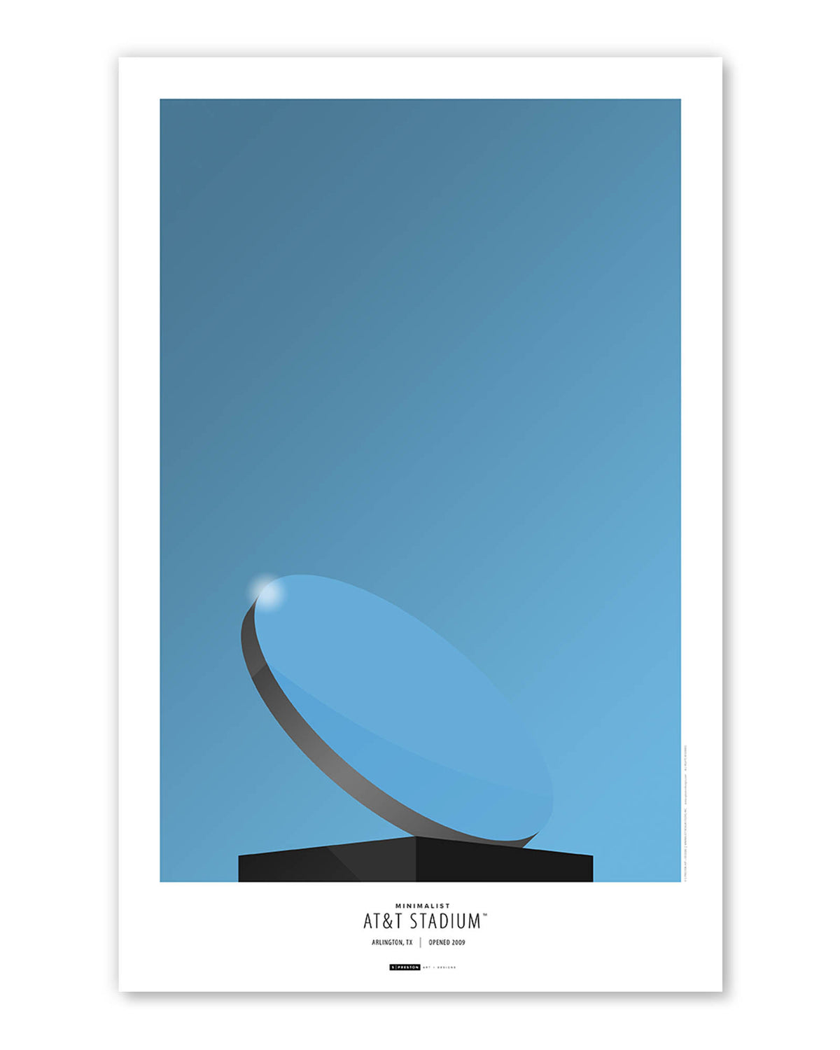 Minimalist AT&T Stadium Art Print (Sky Mirror)