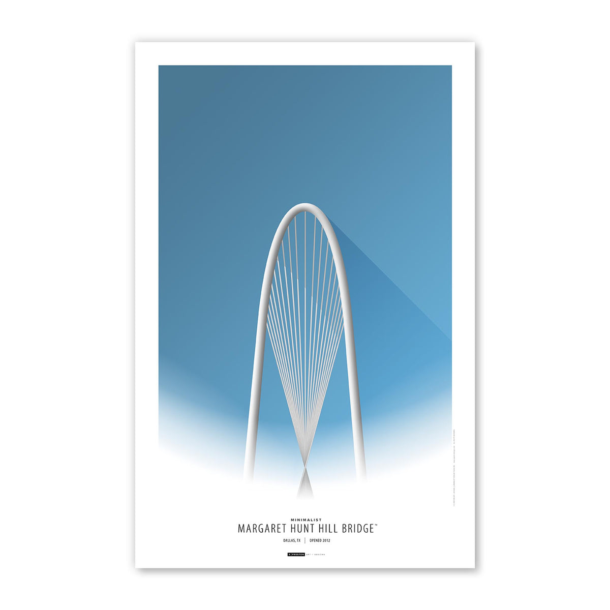 Minimalist Margaret Hunt Hill Bridge Poster Print - Dallas