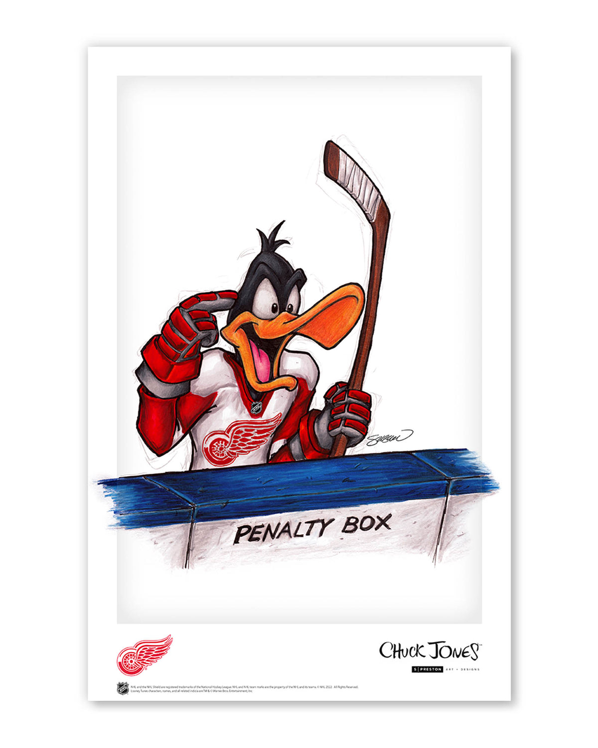 Duck Season Hockey Season x NHL Red Wings Daffy Duck Limited Edition Art Print