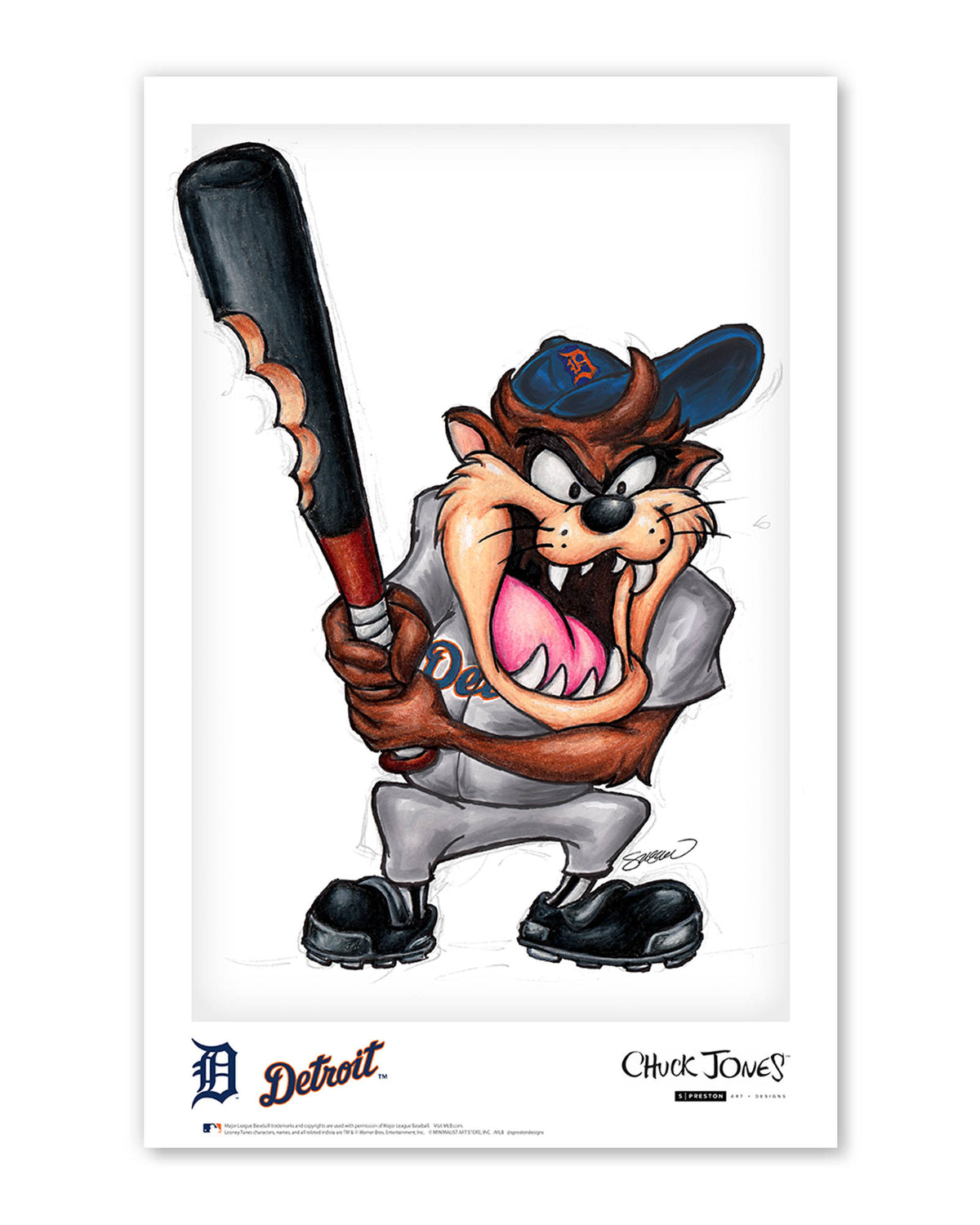 Taz on Deck x MLB Tigers Limited Edition Art Print