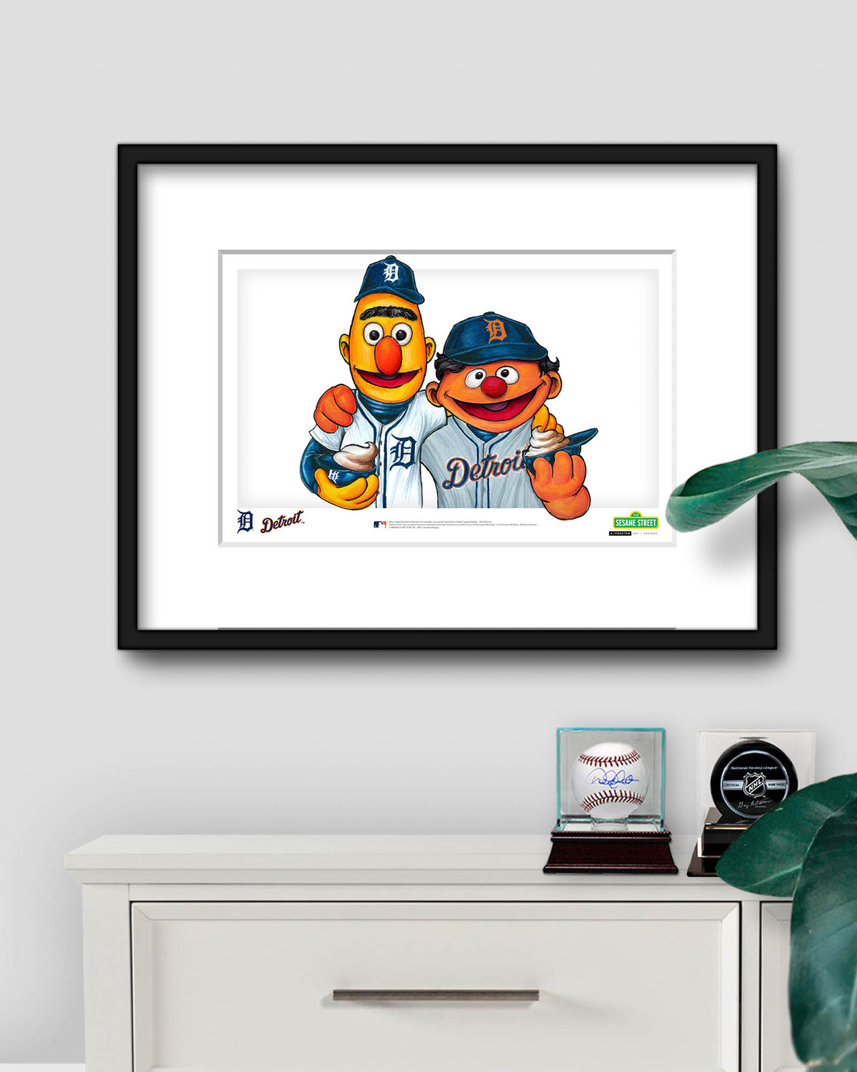 Bert and Ernie x MLB Tigers Limited Edition Fine Art Print