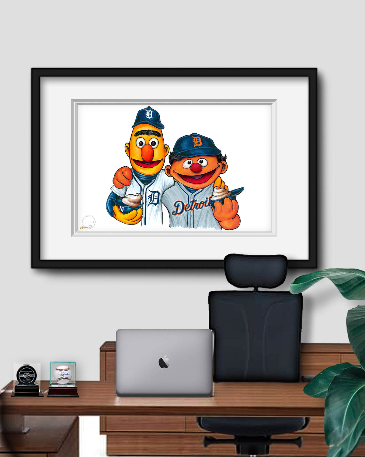 Bert and Ernie x MLB Tigers Limited Edition Art Print