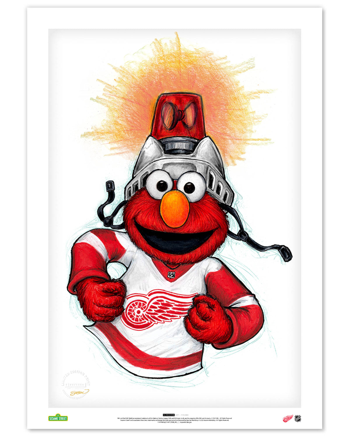 Elmo Loves Goals! x NHL Red Wings Limited Edition Art Print