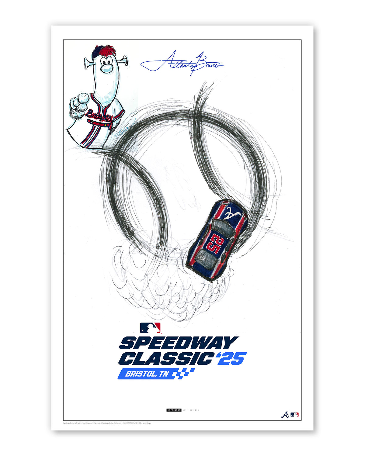 2025 MLB Atlanta Braves Speedway Classic Sketch Art Print