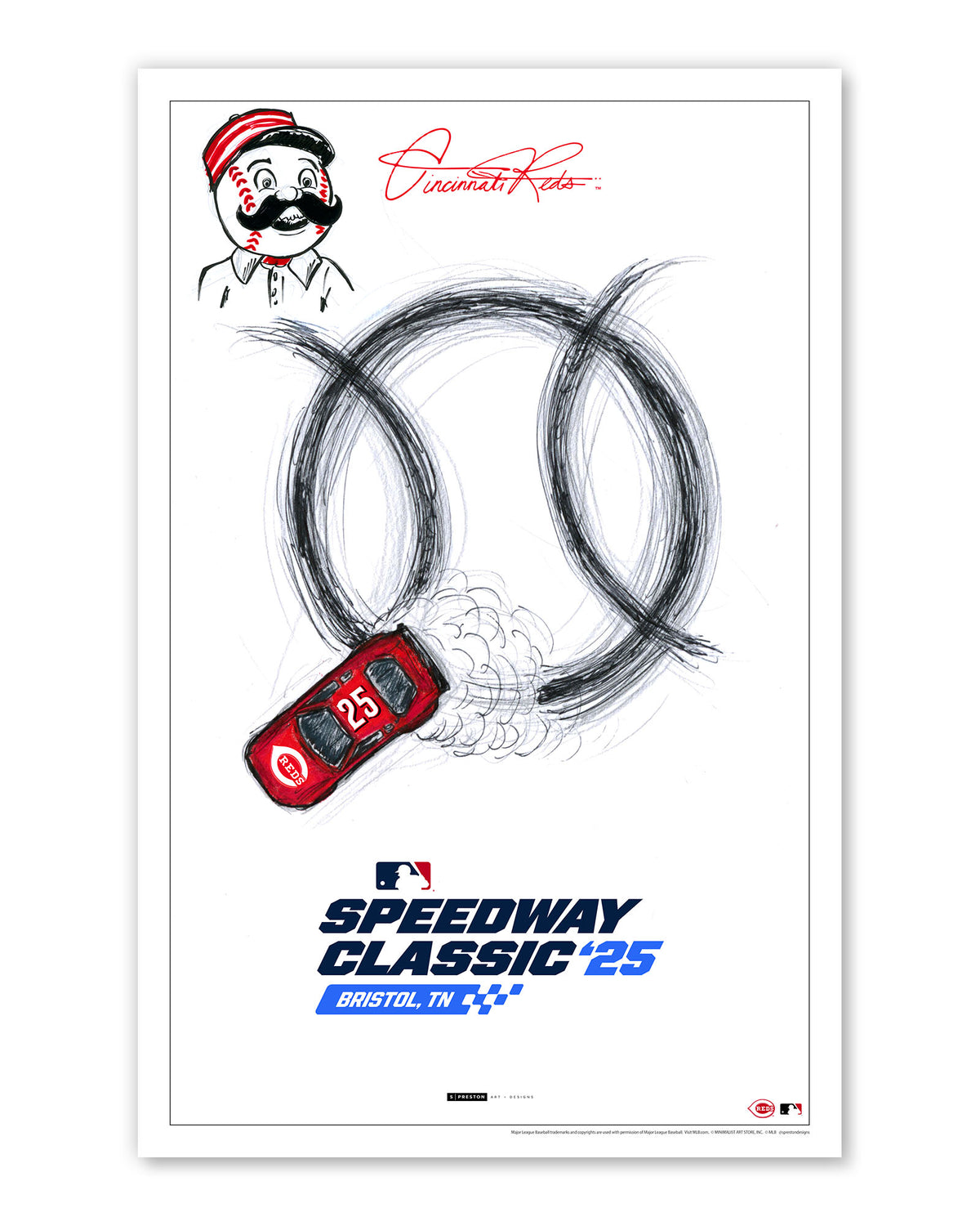 2025 MLB Cincinnati Speedway Classic Sketch Art Print