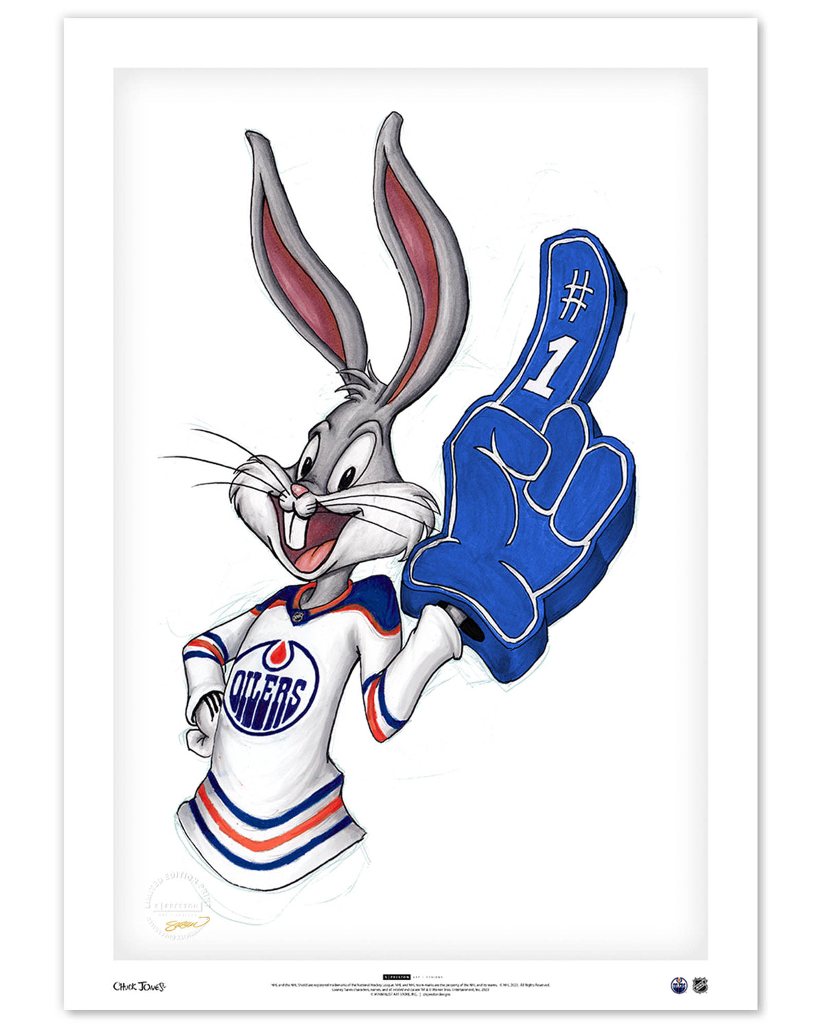 Rabbit Hockey Fan x NHL Oilers Bugs Bunny Limited Edition Fine Art Print