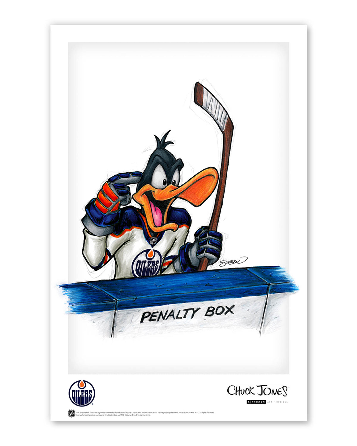 Duck Season Hockey Season x NHL Oilers Daffy Duck Limited Edition Art Print