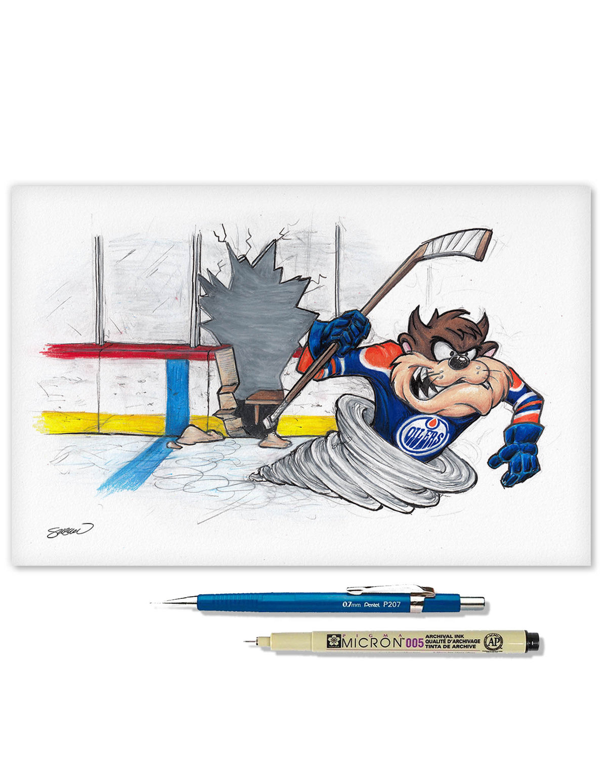Tazmanian Line Change x NHL Oilers Tazmanian Devil Limited Edition Fine Art Print