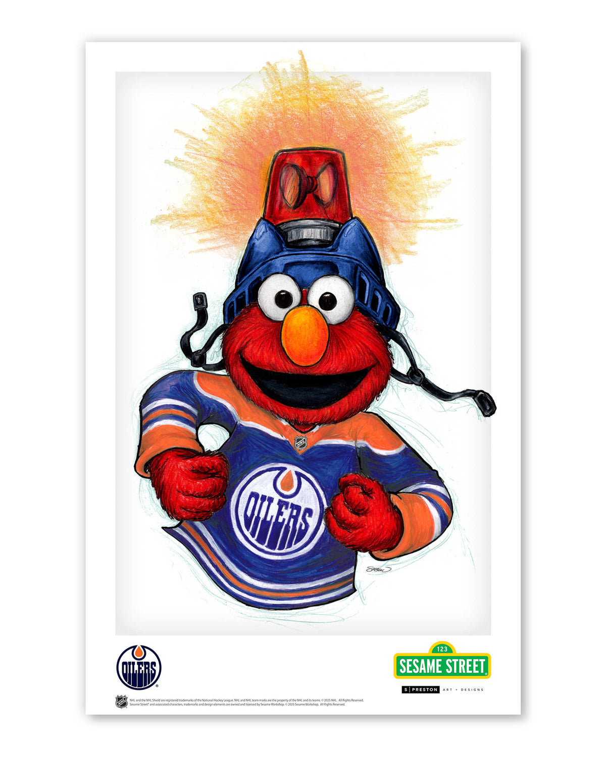 Elmo Loves Goals! x NHL Oilers Limited Edition Art Print