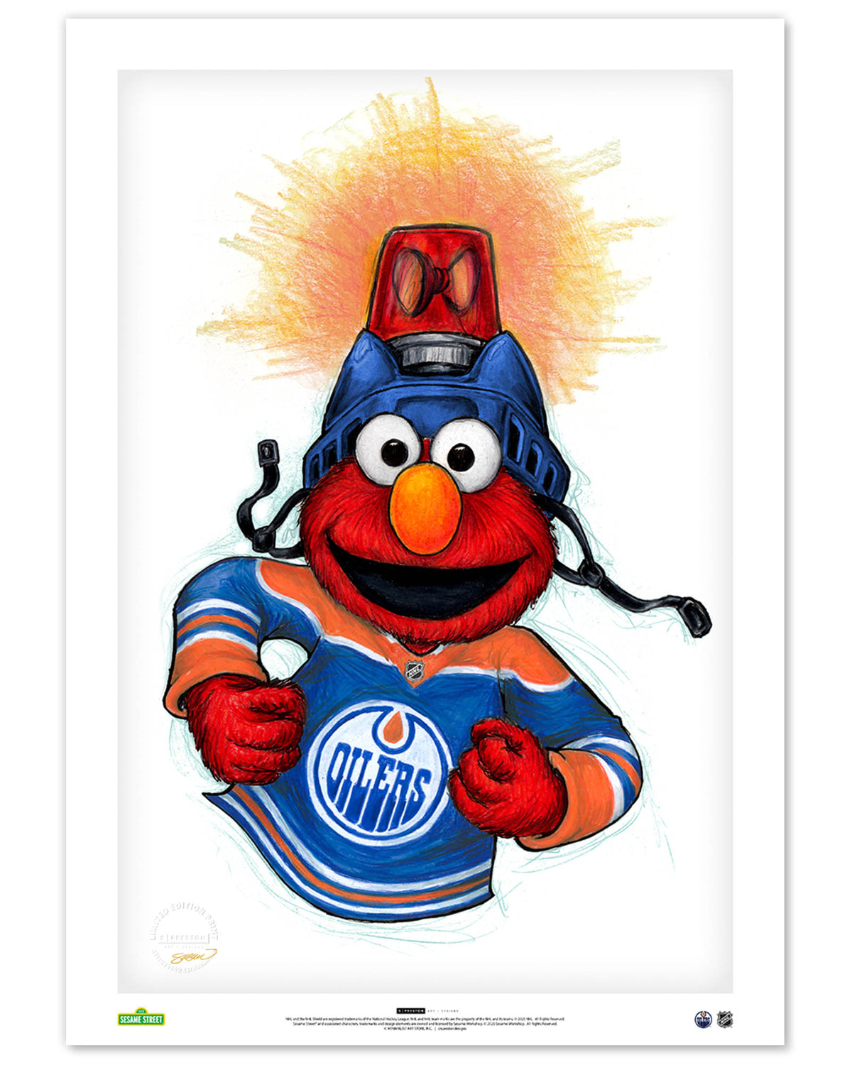 Elmo Loves Goals! x NHL Oilers Limited Edition Art Print