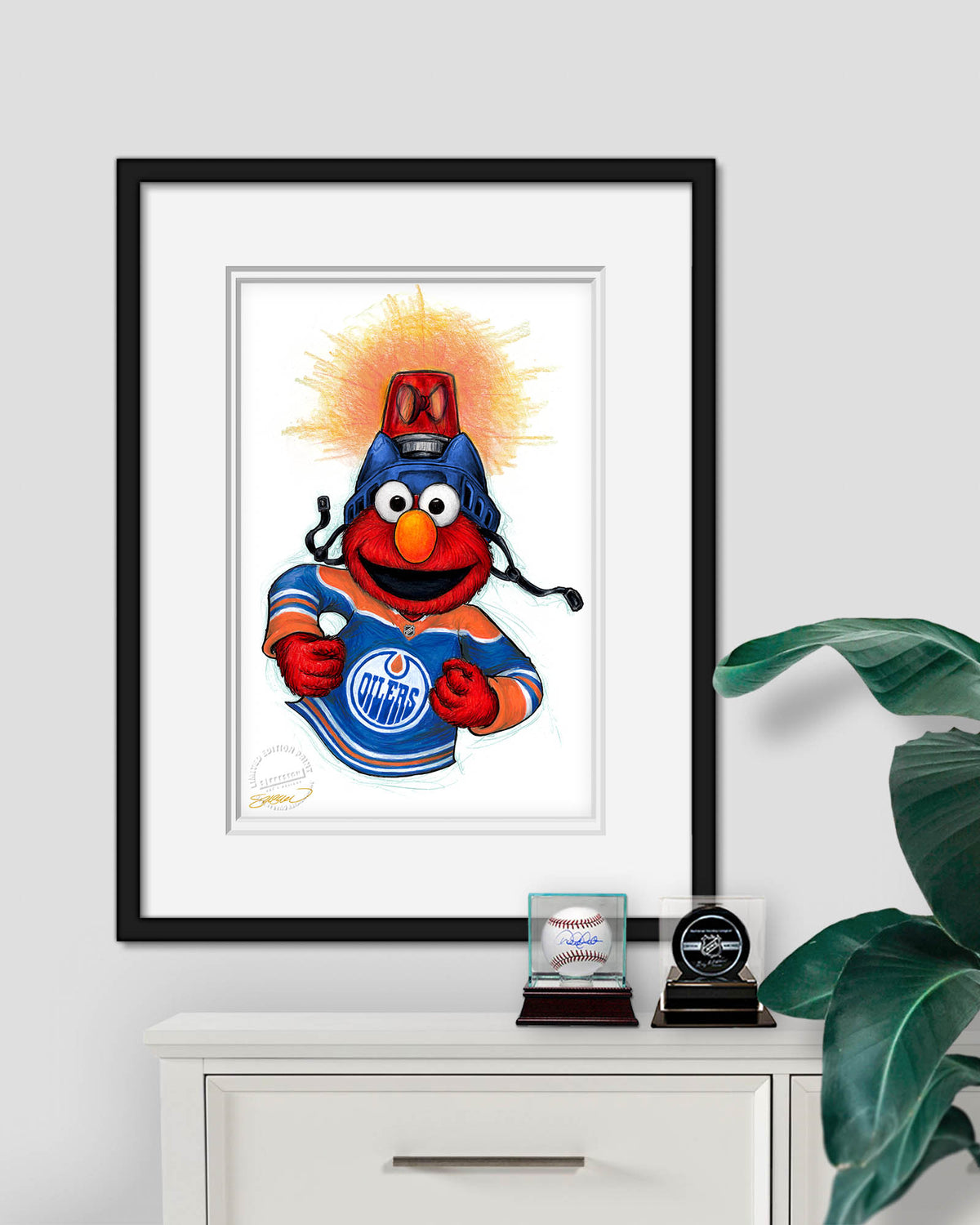 Elmo Loves Goals! x NHL Oilers Limited Edition Art Print