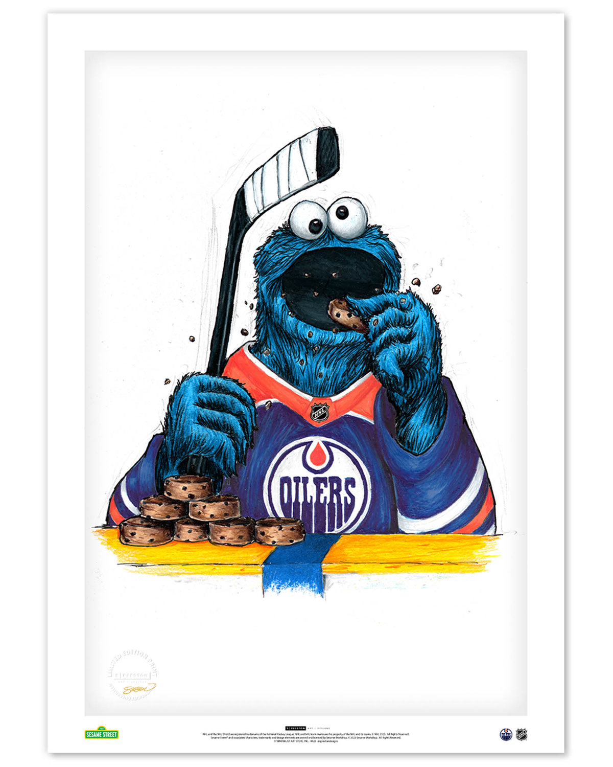 Cookie Monster x NHL Oilers Limited Edition Fine Art Print