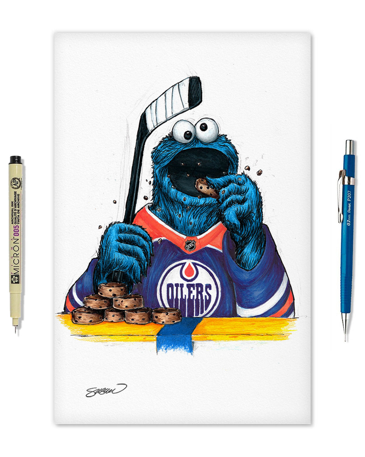 Cookie Monster x NHL Oilers Limited Edition Fine Art Print