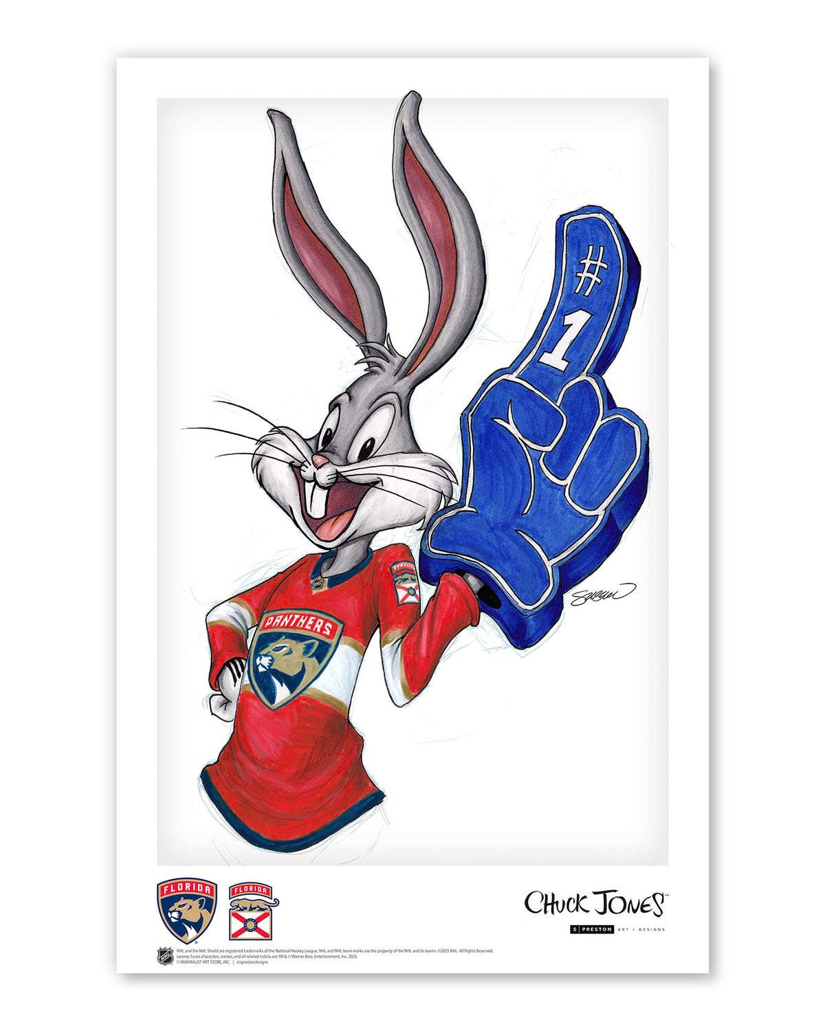 Rabbit Hockey Fan x NHL Panthers Bugs Bunny Limited Edition Art Print