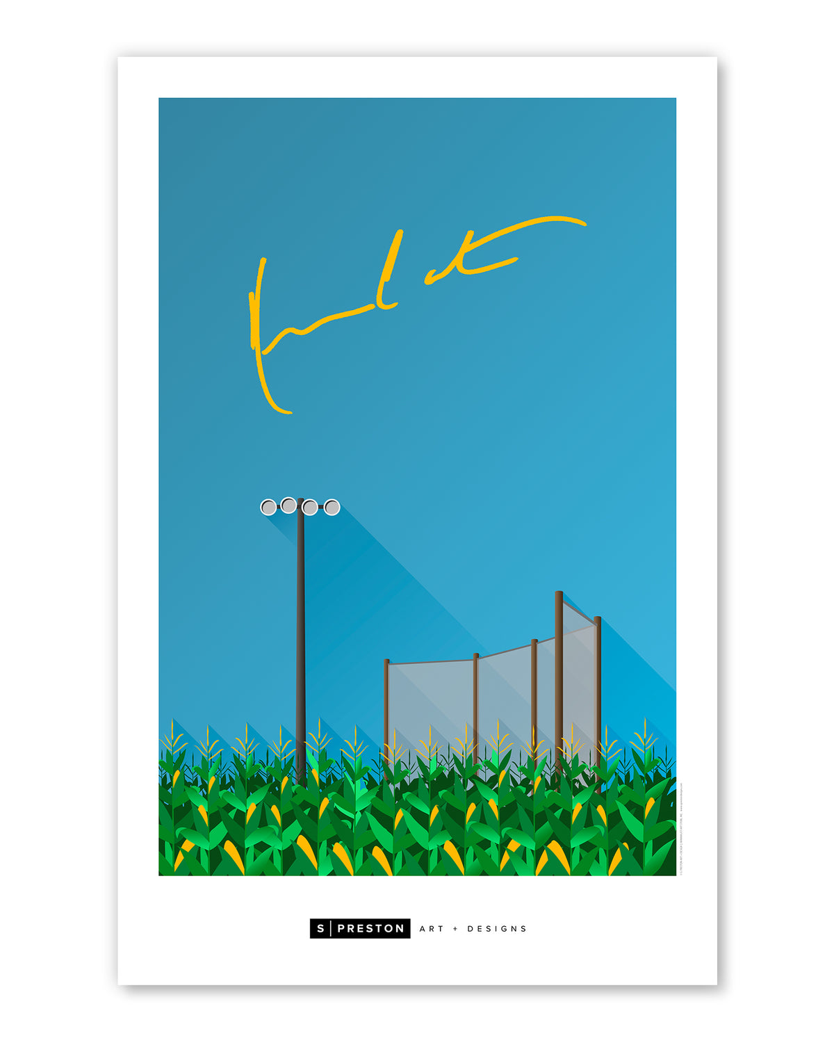 Minimalist Field Of Dreams Print - Kevin Costner  Autographed - Authenticated