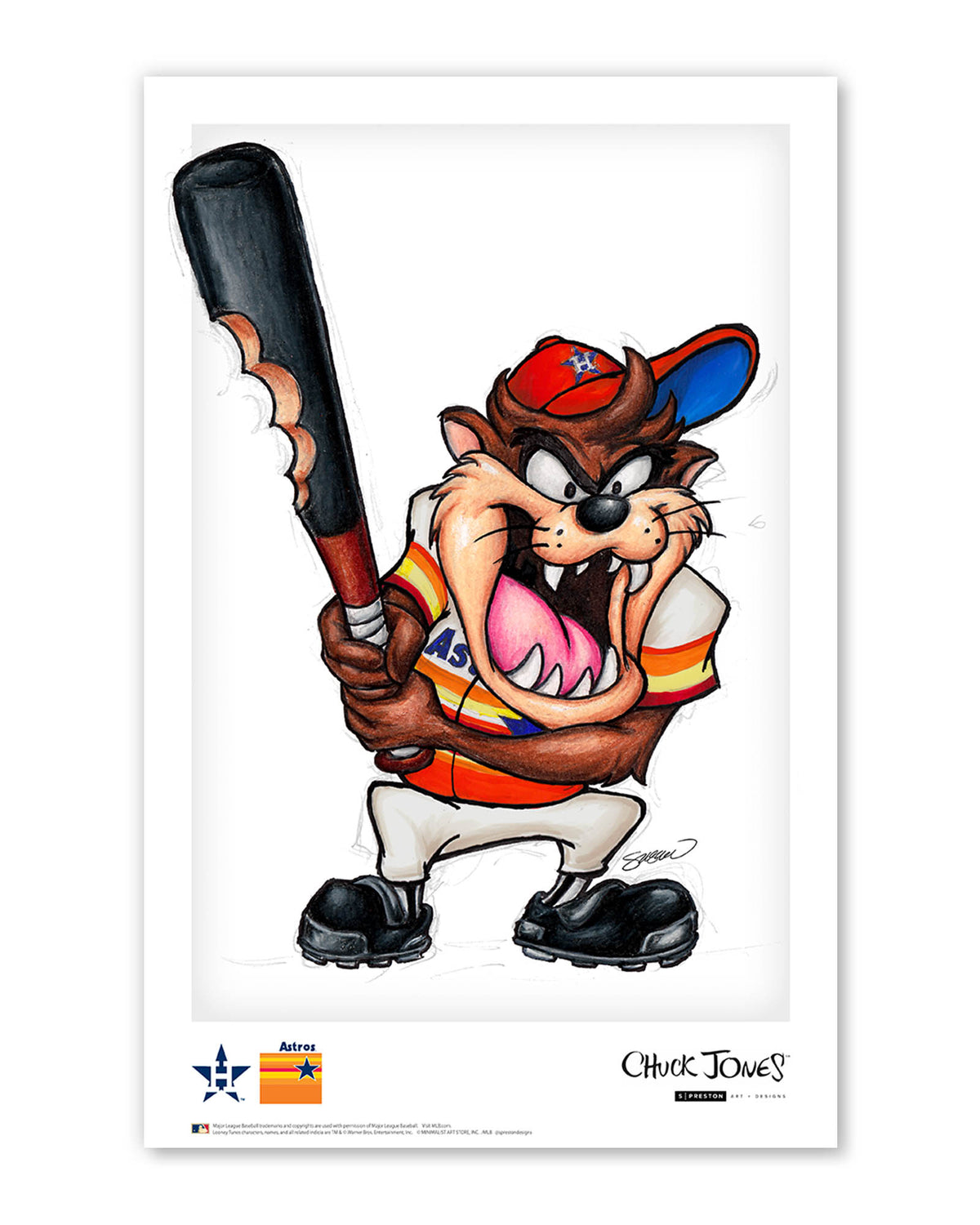 Taz On Deck x MLB Astros Limited Edition Art Print