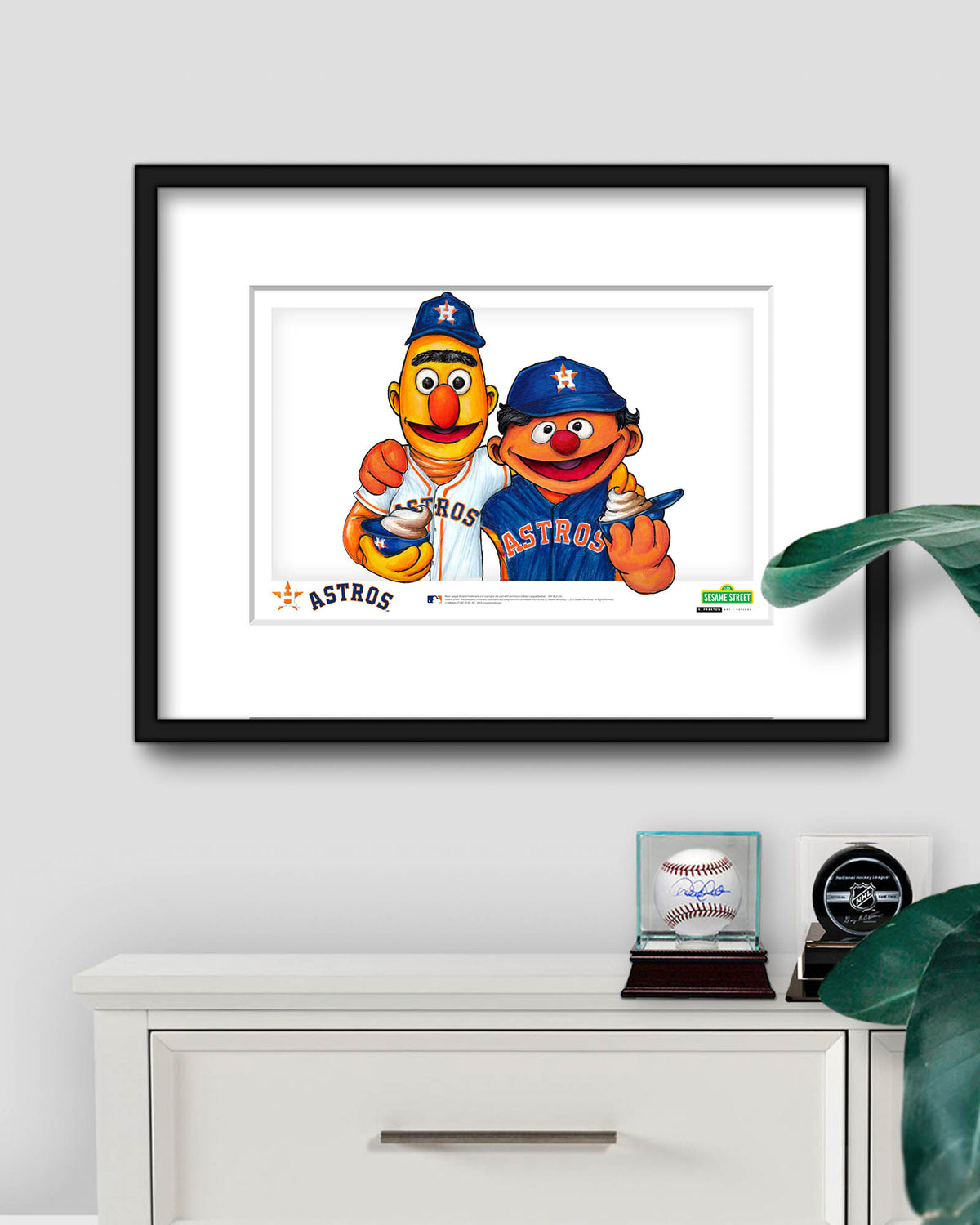 Bert and Ernie x MLB Astros Limited Edition Fine Art Print