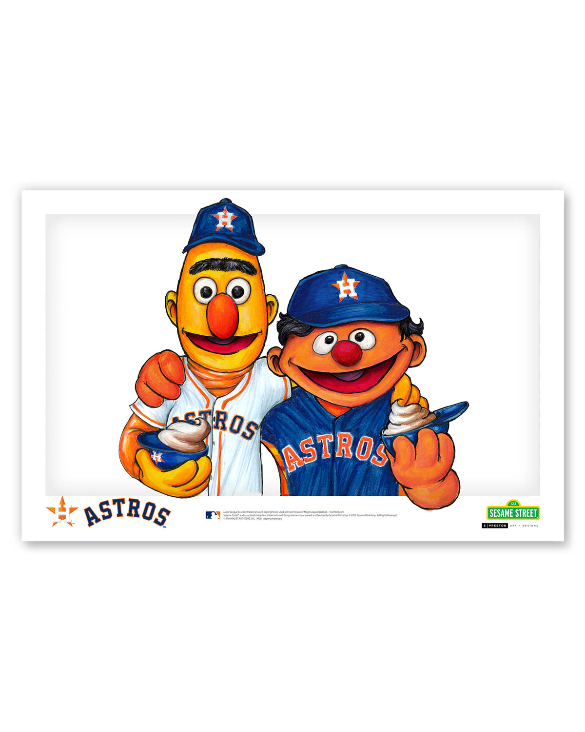Bert and Ernie x MLB Astros Limited Edition Fine Art Print