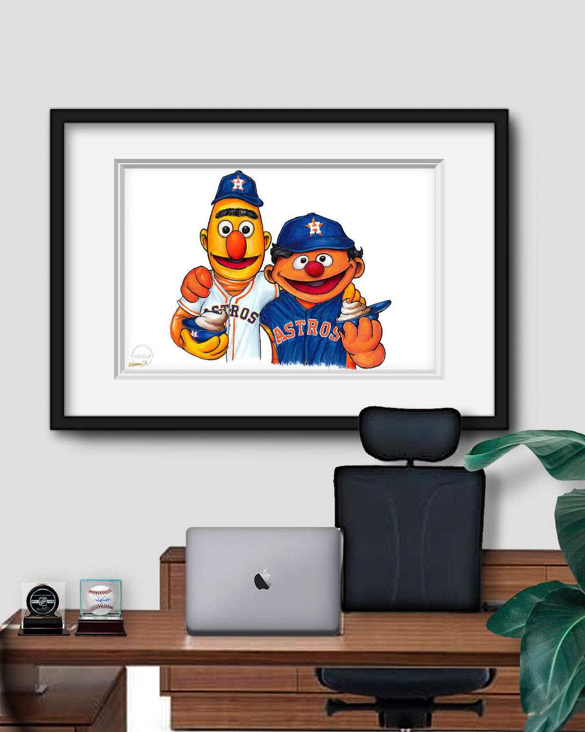 Bert and Ernie x MLB Astros Limited Edition Art Print