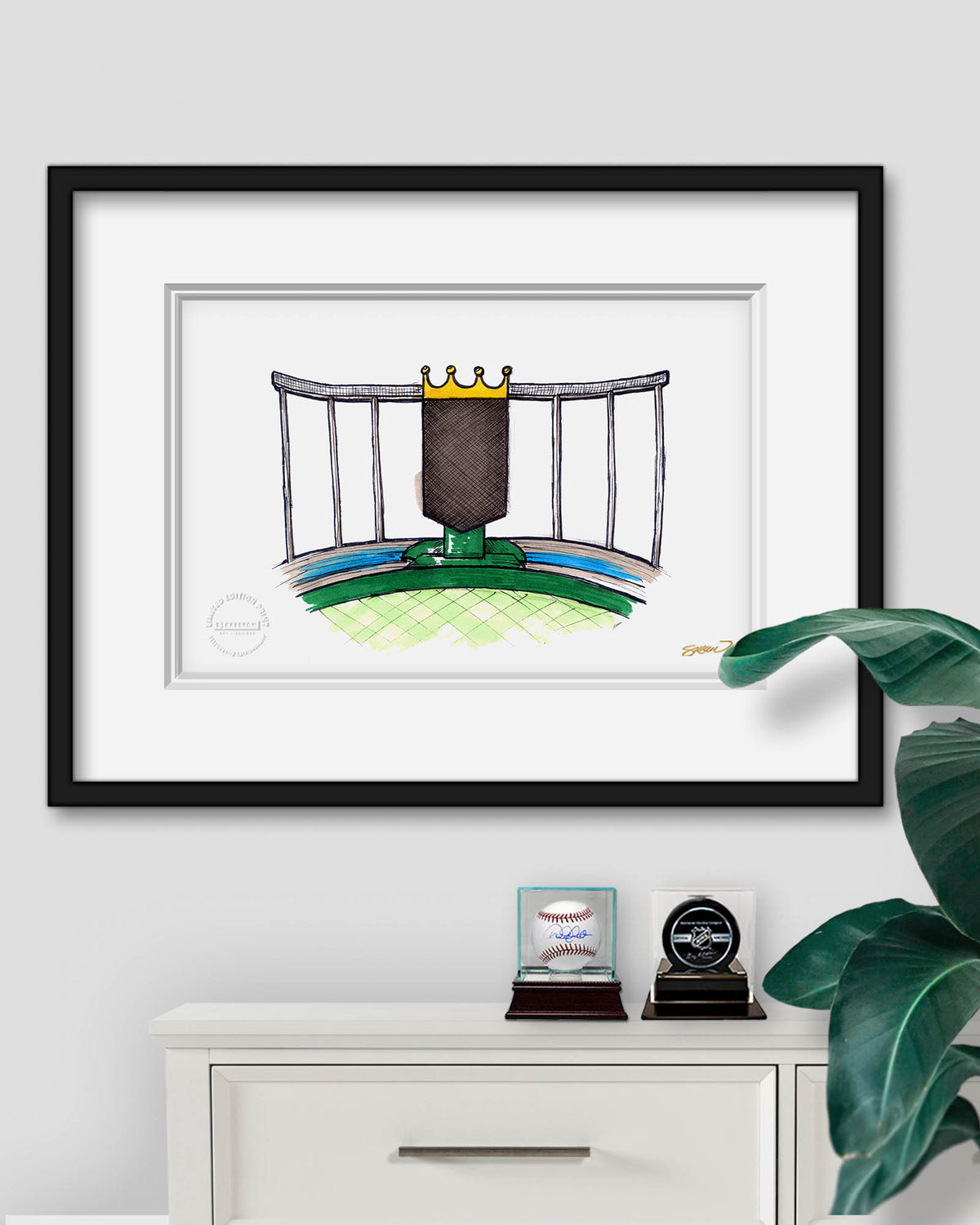 Kauffman Stadium Ink Sketch Limited Edition Fine Art Print