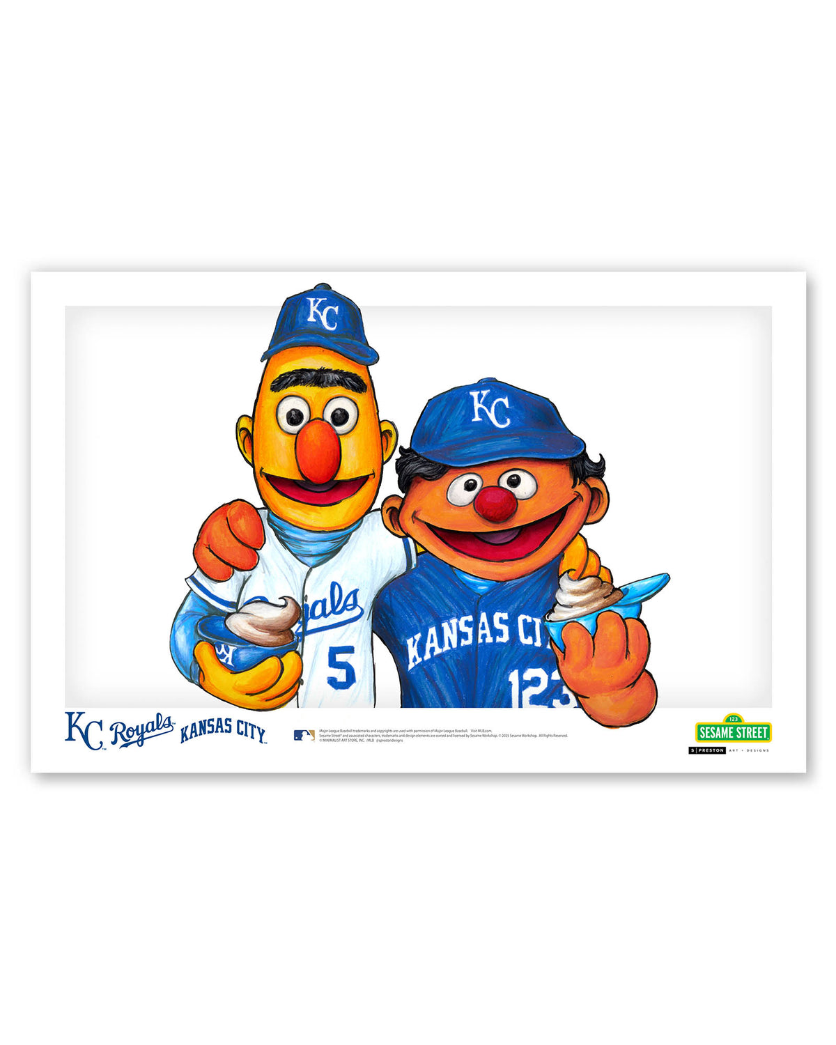 Bert and Ernie x MLB Royals Limited Edition Fine Art Print