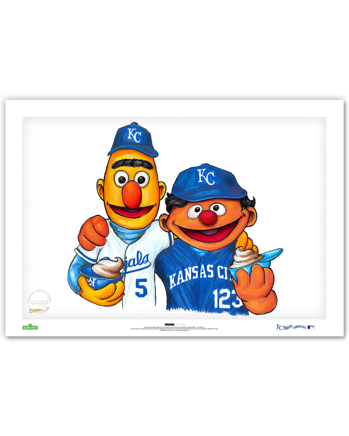 Bert and Ernie x MLB Royals Limited Edition Fine Art Print