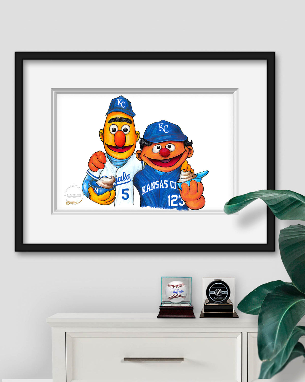 Bert and Ernie x MLB Royals Limited Edition Fine Art Print
