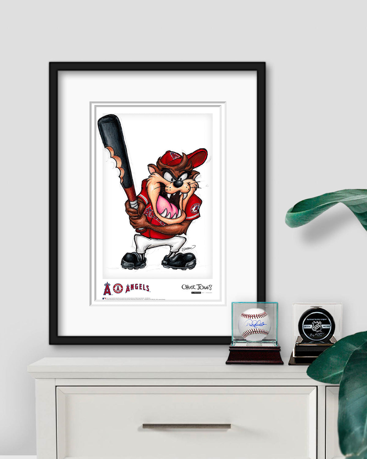 Taz On Deck x MLB Angels Limited Edition Art Print