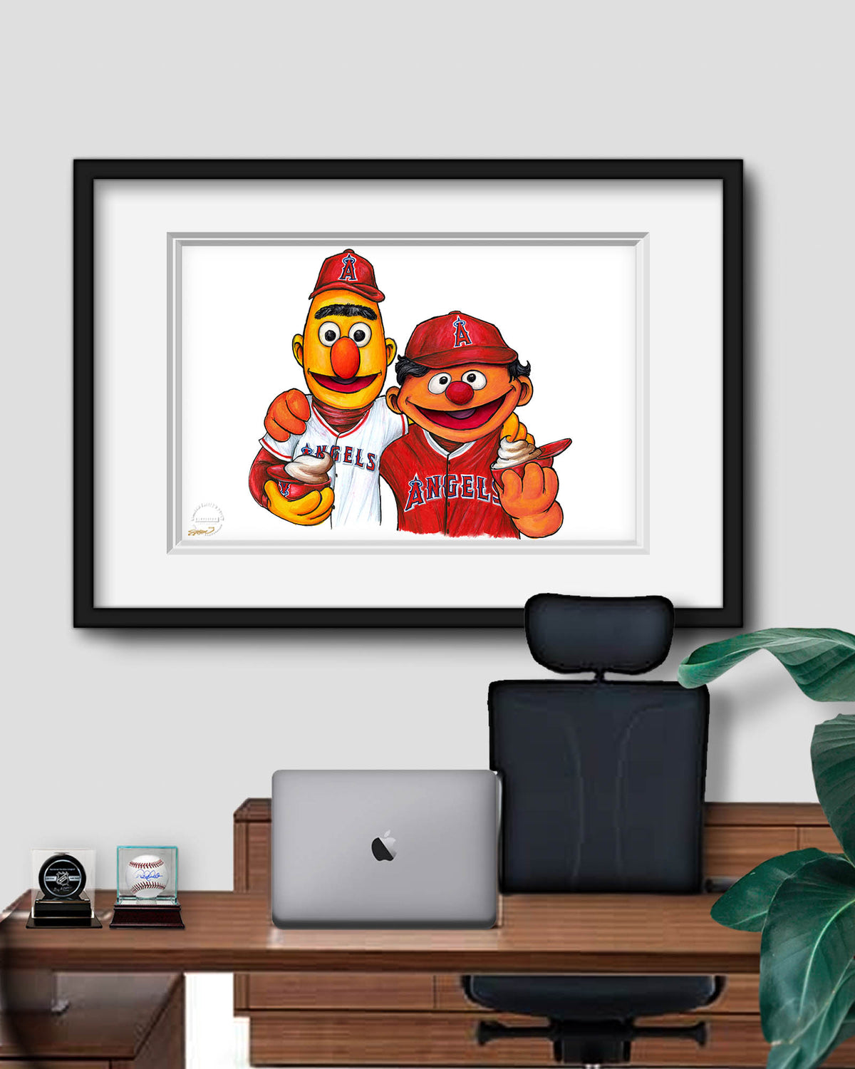 Bert and Ernie x MLB Angels Limited Edition Art Print