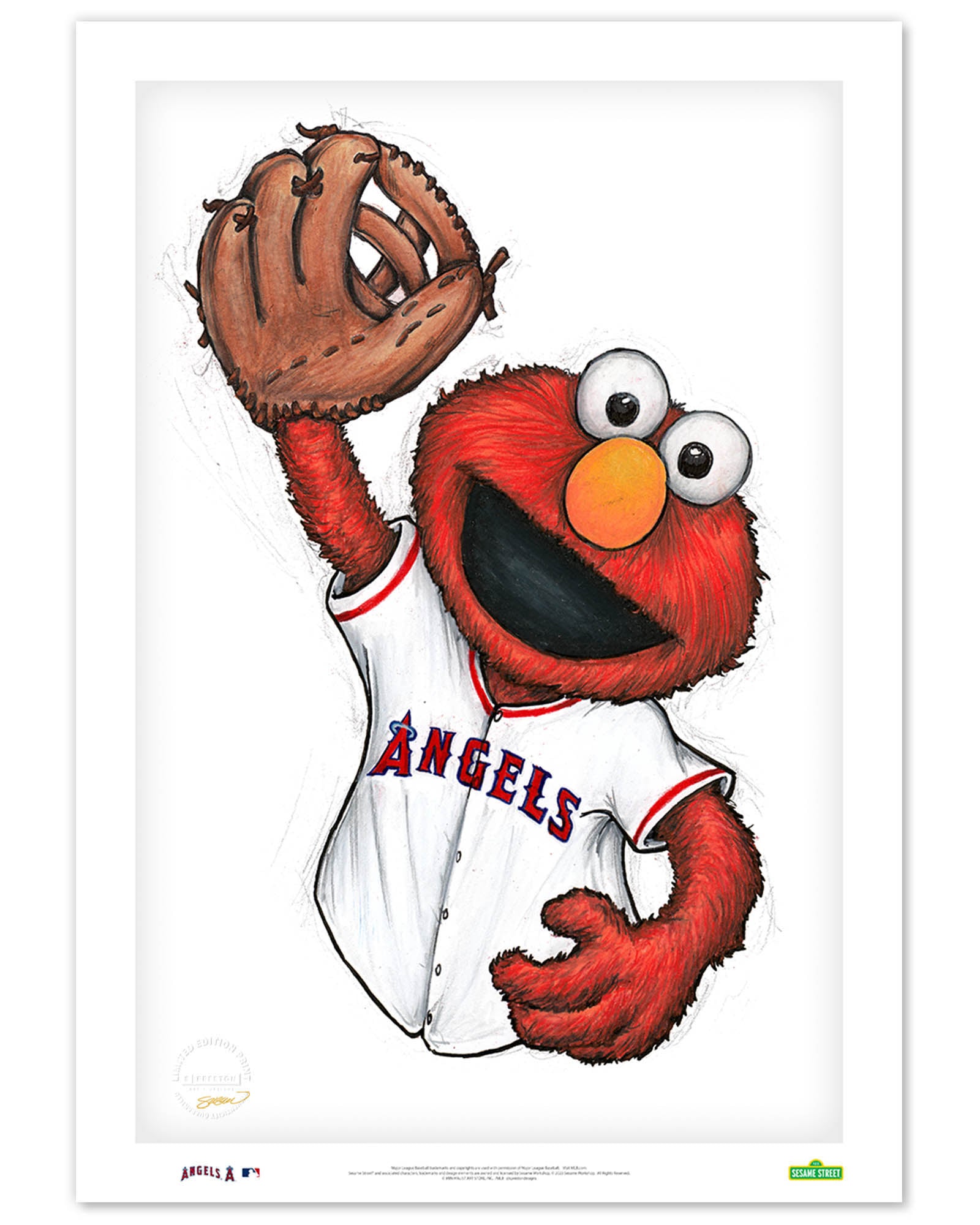 セントエルモ Elmo x LA Angels Art Print | Sesame Street MLB – S. Preston Art +