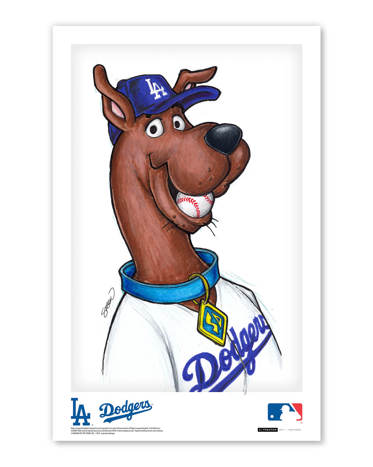 Scooby Doo x MLB Dodgers Limited Edition Fine Art Print