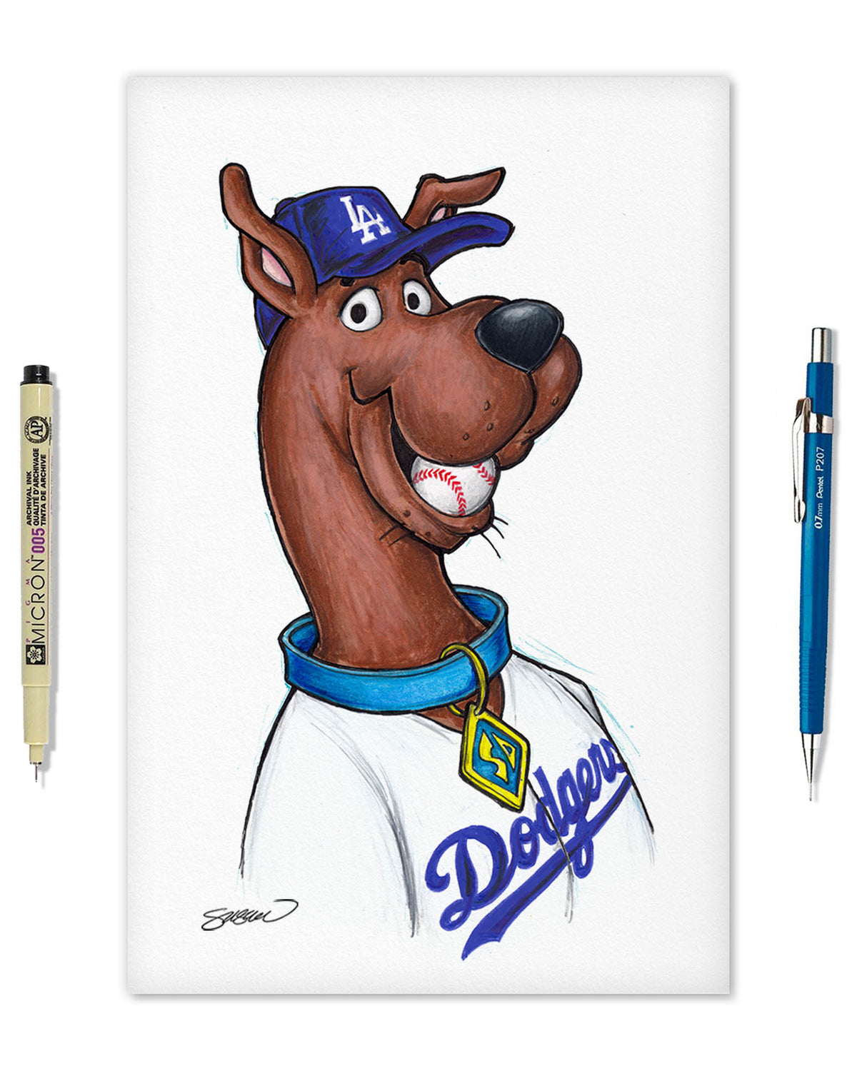 Scooby Doo x MLB Dodgers Limited Edition Fine Art Print
