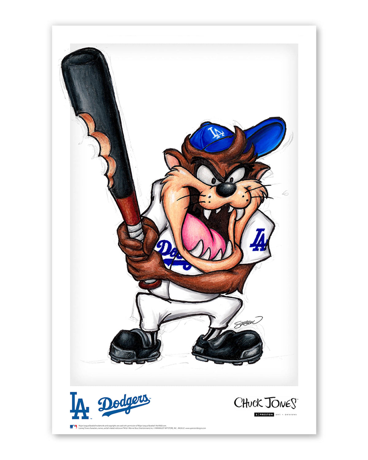 Taz On Deck x MLB Dodgers Limited Edition Art Print