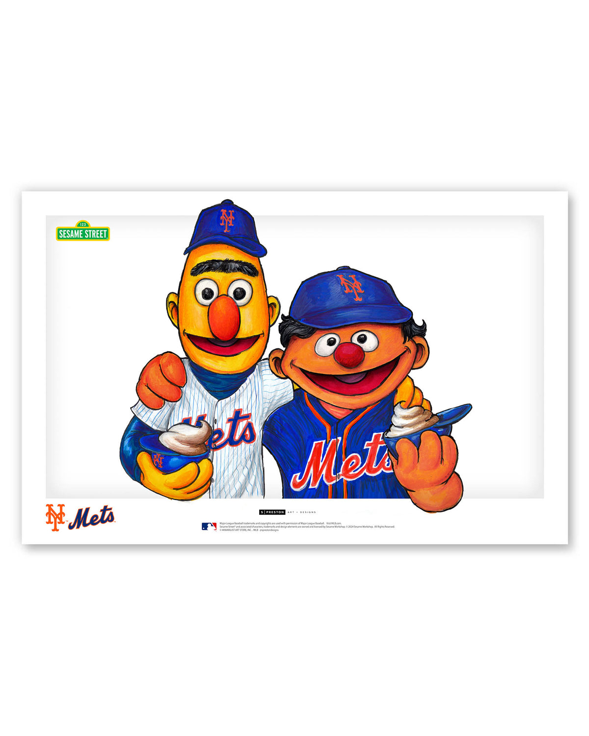 Bert and Ernie x MLB Mets Limited Edition Fine Art Print