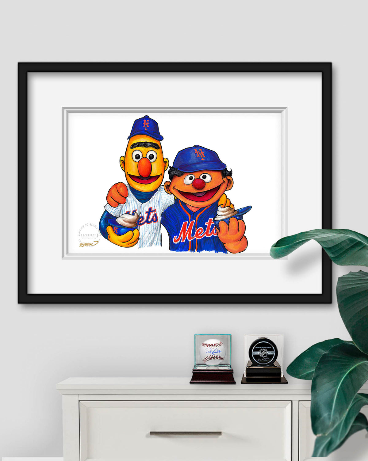 Bert and Ernie x MLB Mets Limited Edition Fine Art Print