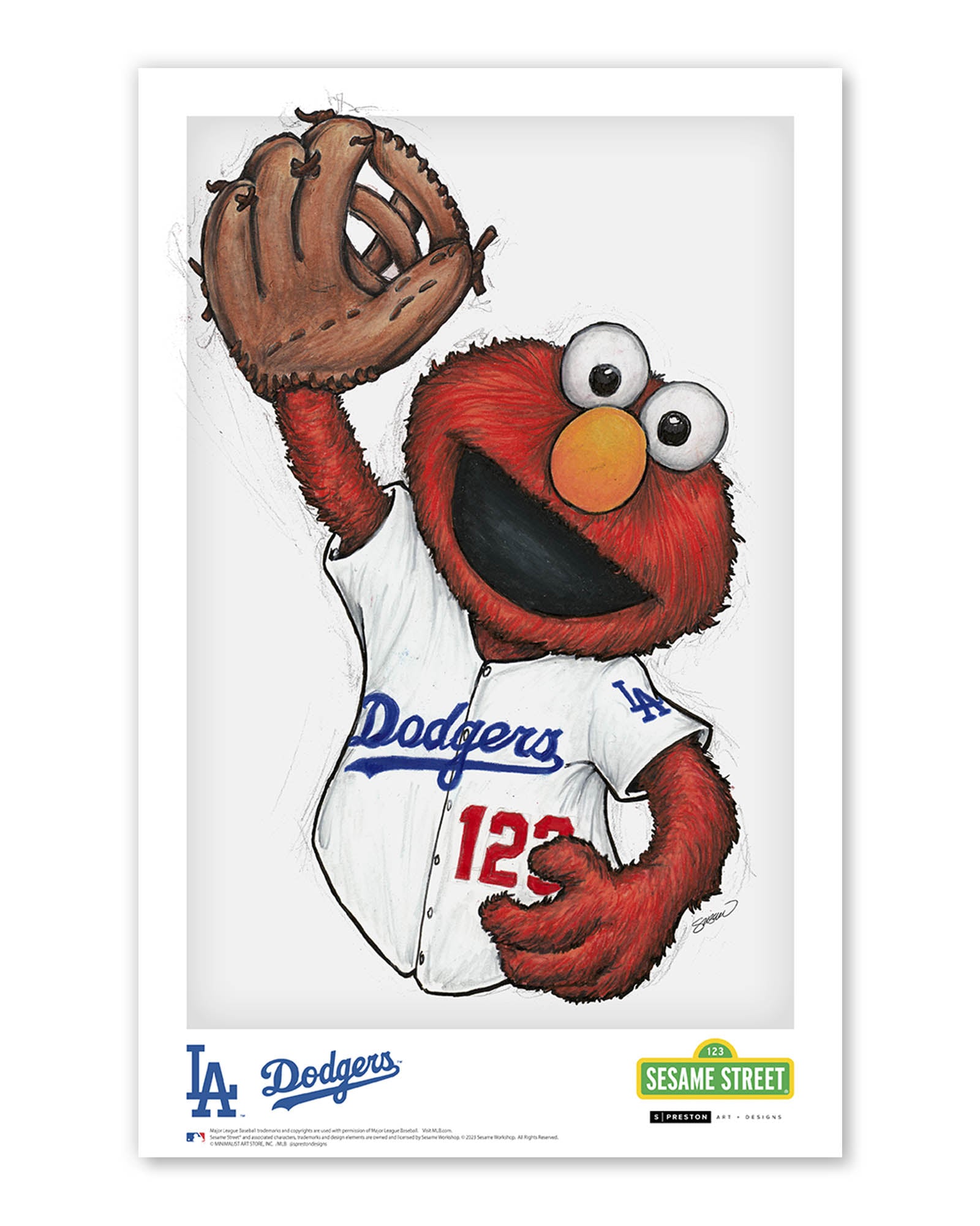 Elmo x LA Dodgers Art Print | Sesame Street MLB – S. Preston Art +
