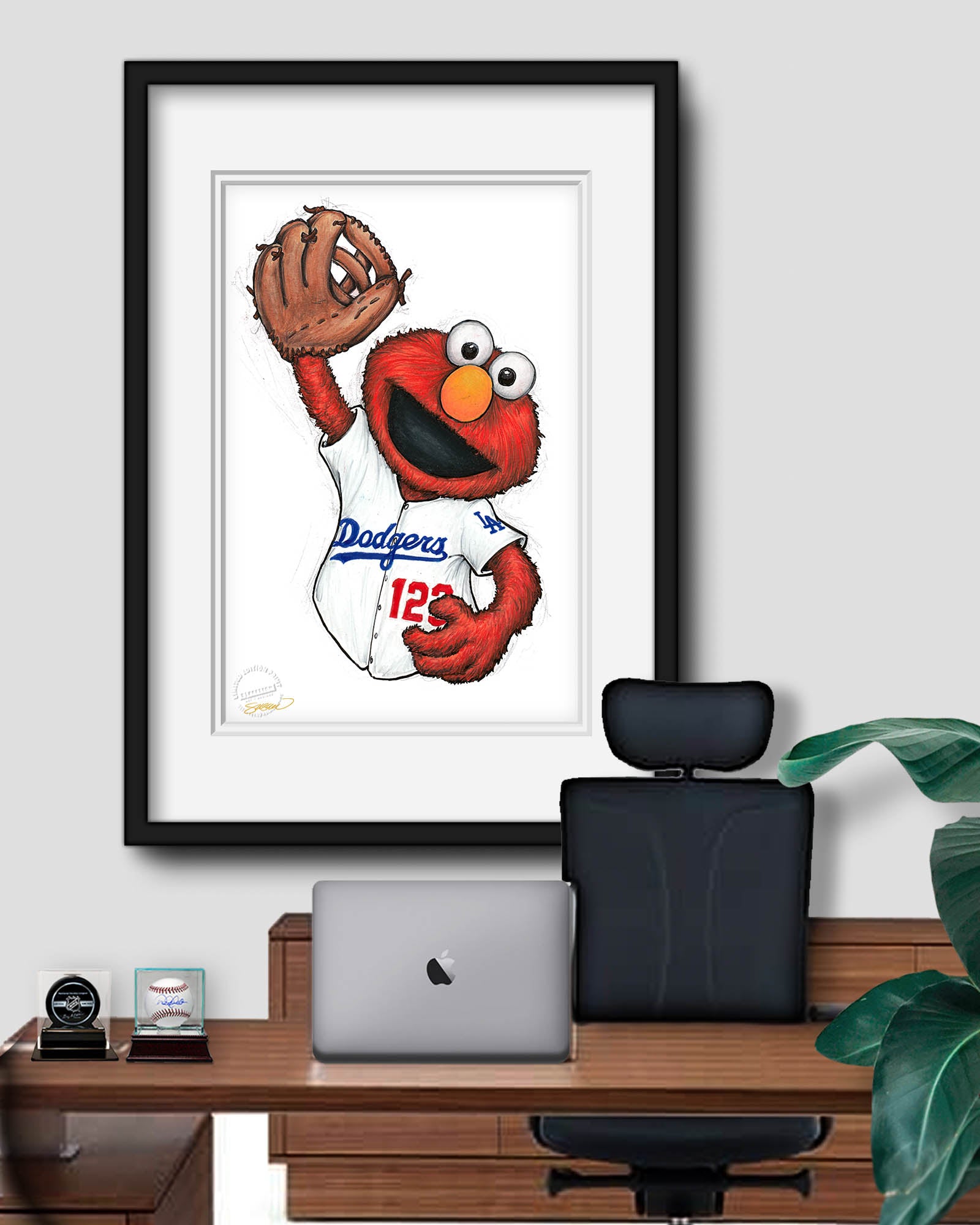Elmo x LA Dodgers Art Print | Sesame Street MLB – S. Preston Art +