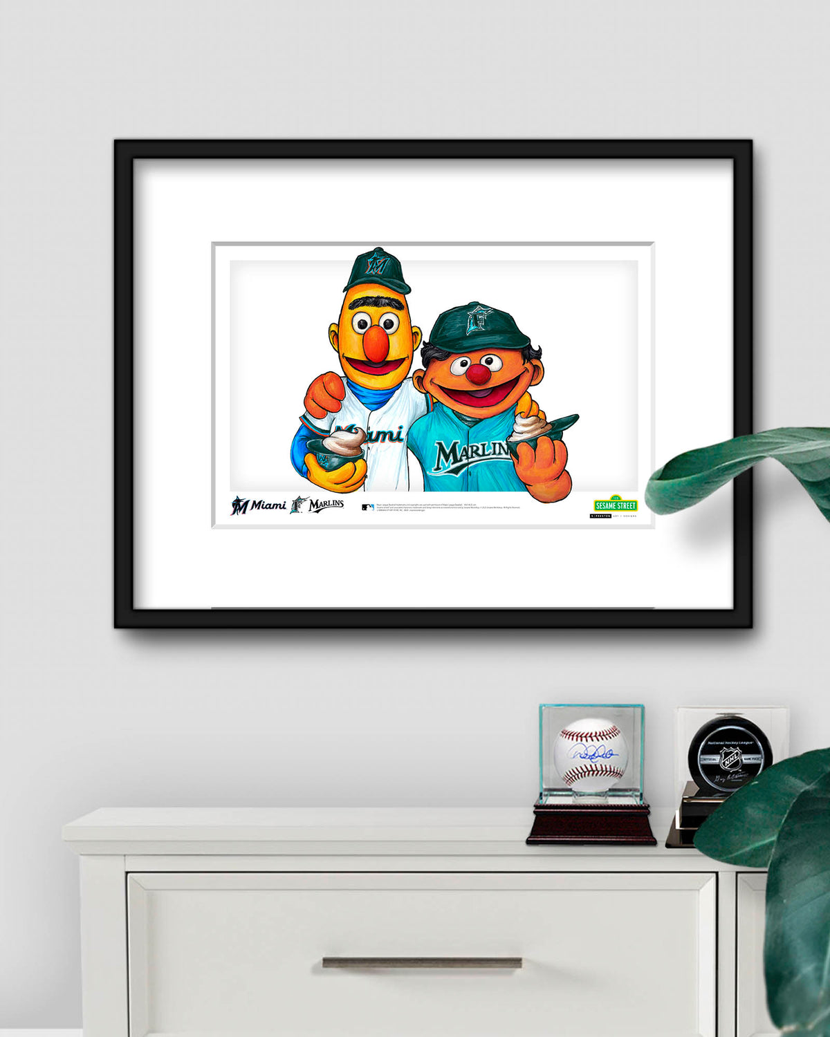 Bert and Ernie x MLB Marlins Limited Edition Art Print