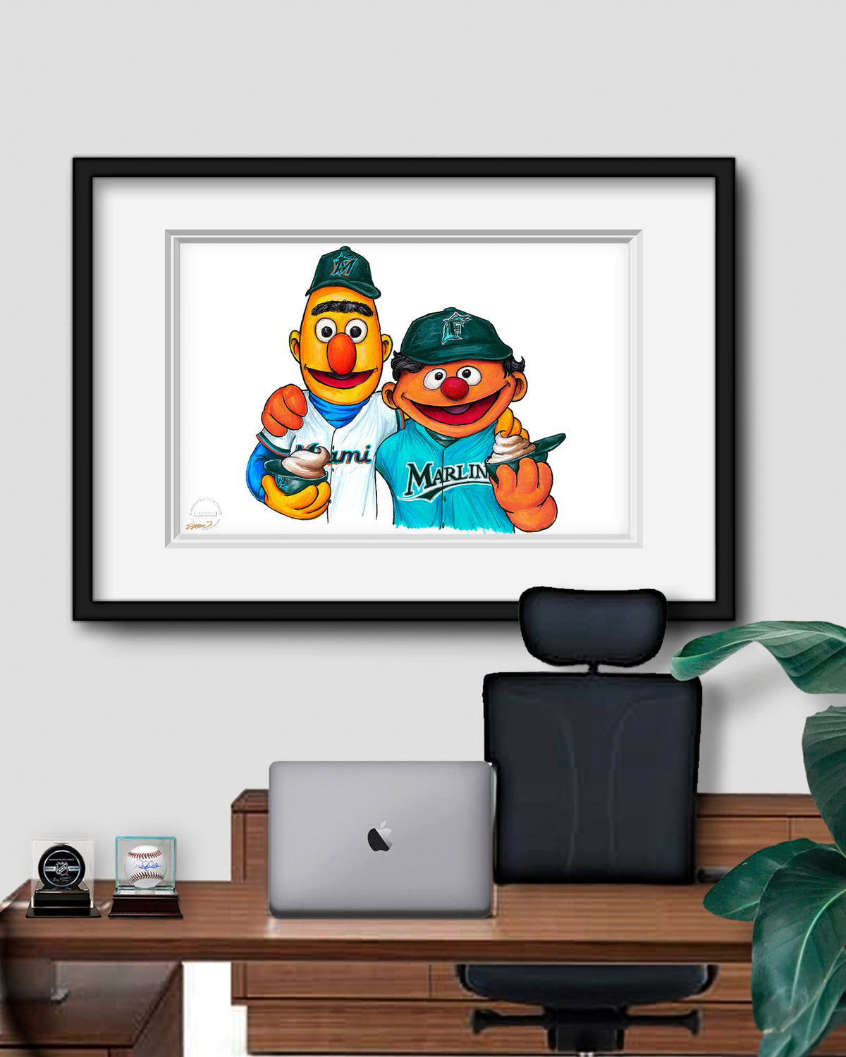 Bert and Ernie x MLB Marlins Limited Edition Art Print